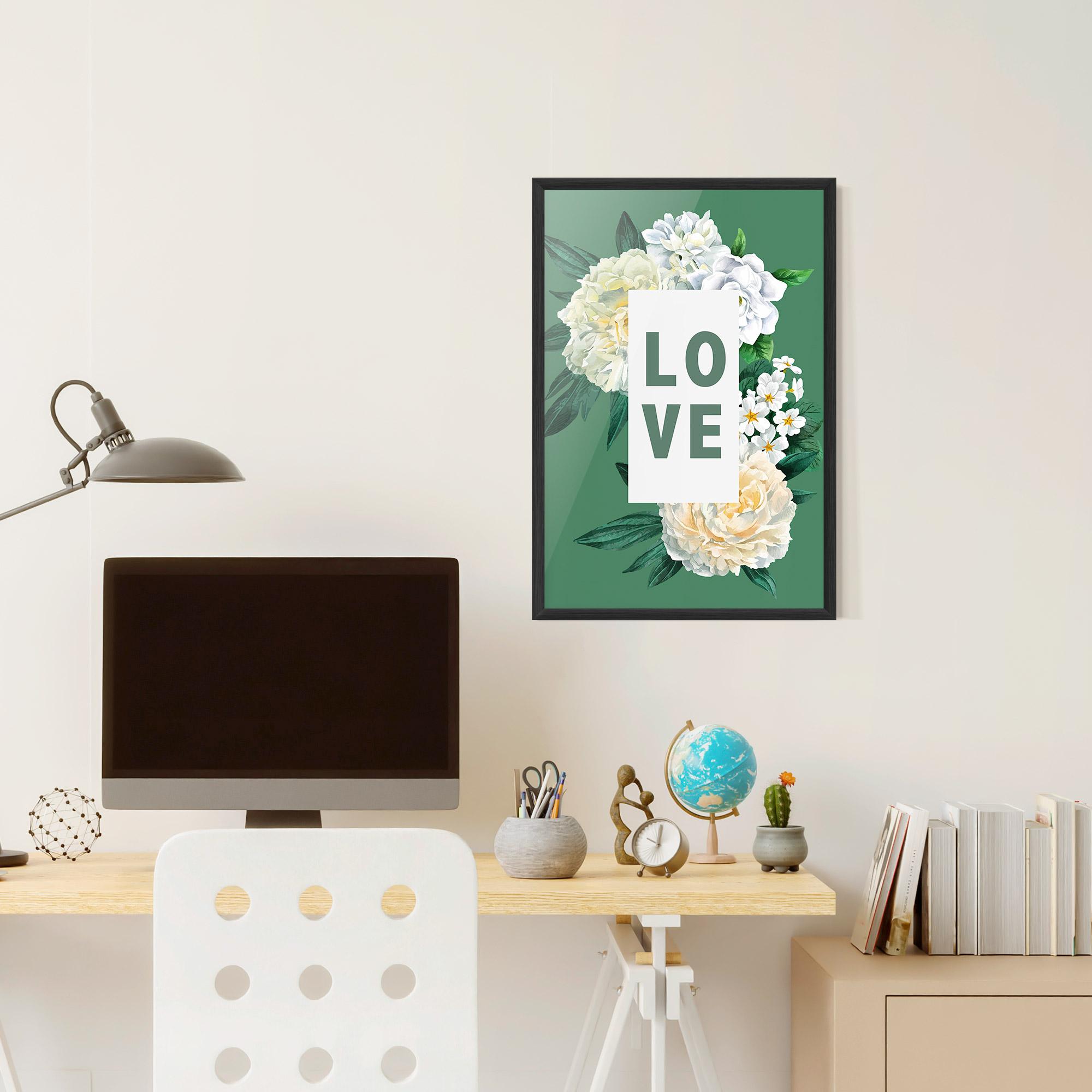Poster Înrămat Love Green Rose mockup 6