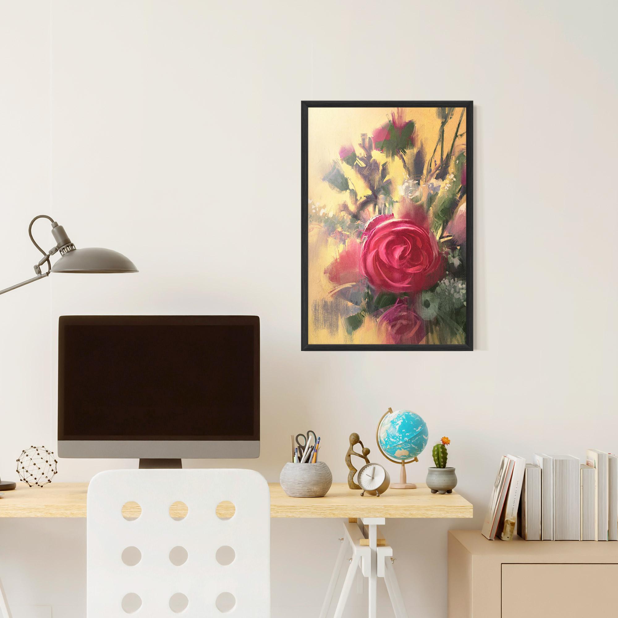 Poster Înrămat Pink Rose Painting mockup 6
