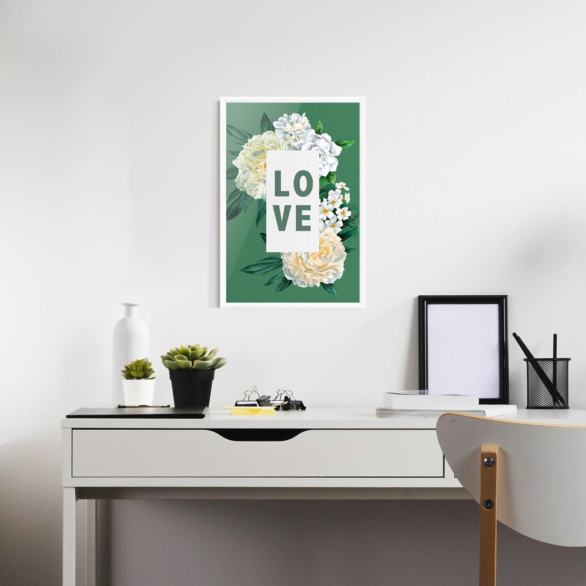 Poster Înrămat Love Green Rose mockup 7