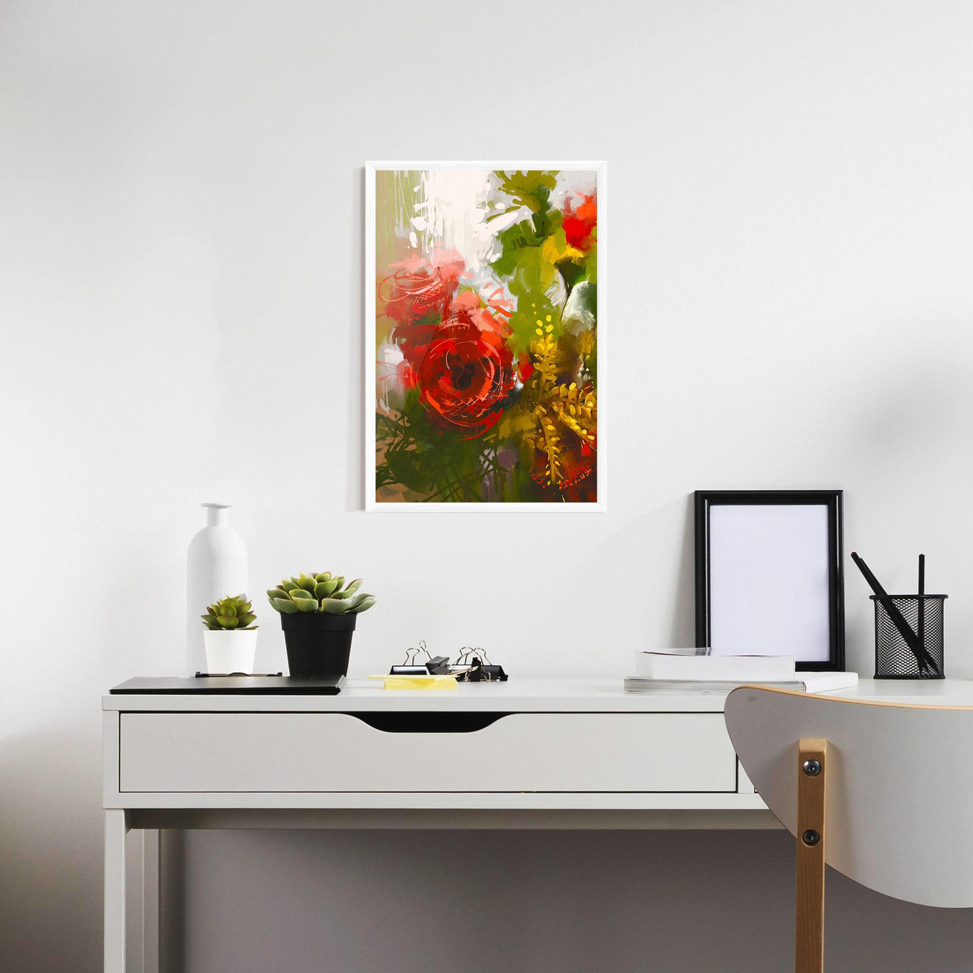 Poster Înrămat Red Rose Painting mockup 7