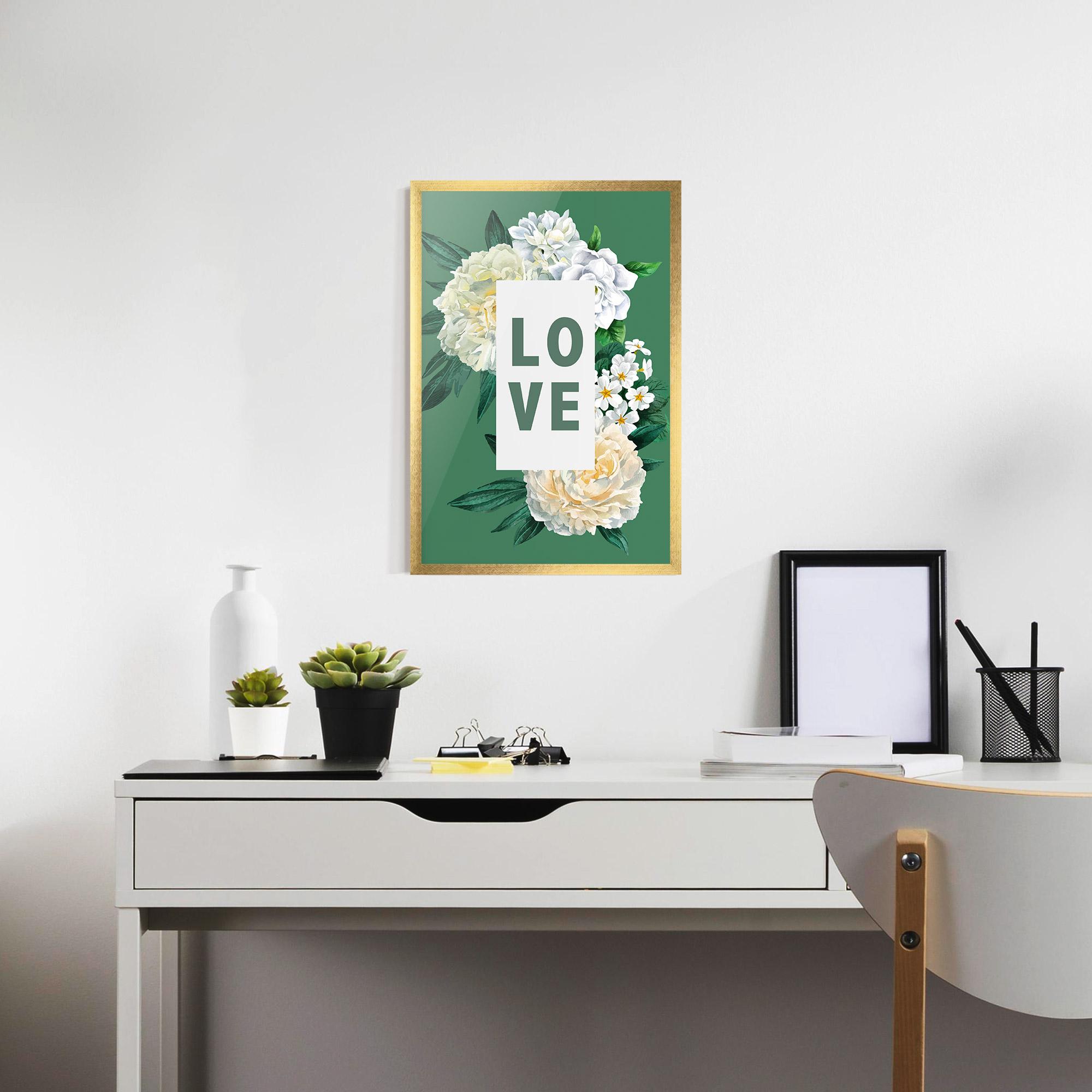 Poster Înrămat Love Green Rose mockup 7