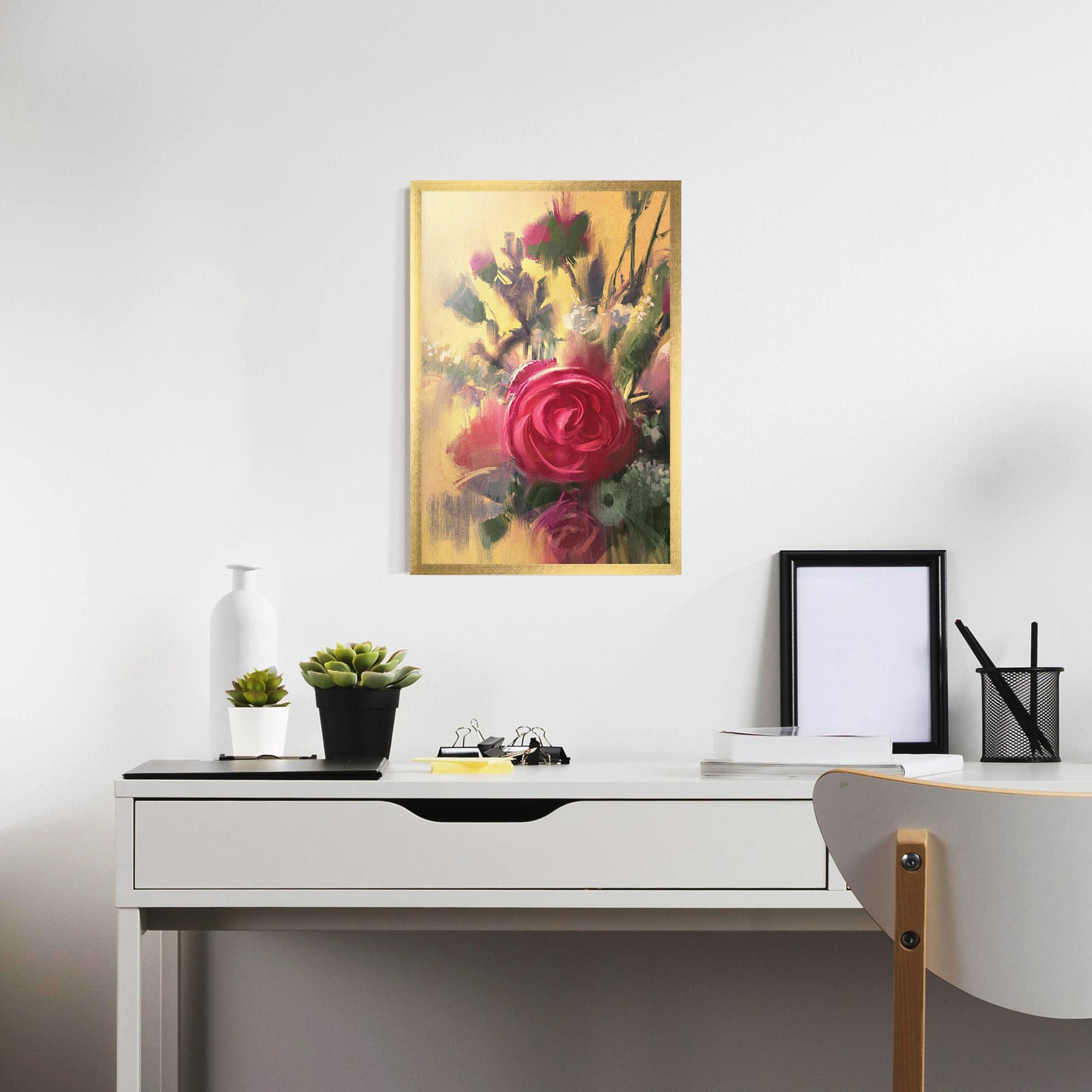 Poster Înrămat Pink Rose Painting mockup 7