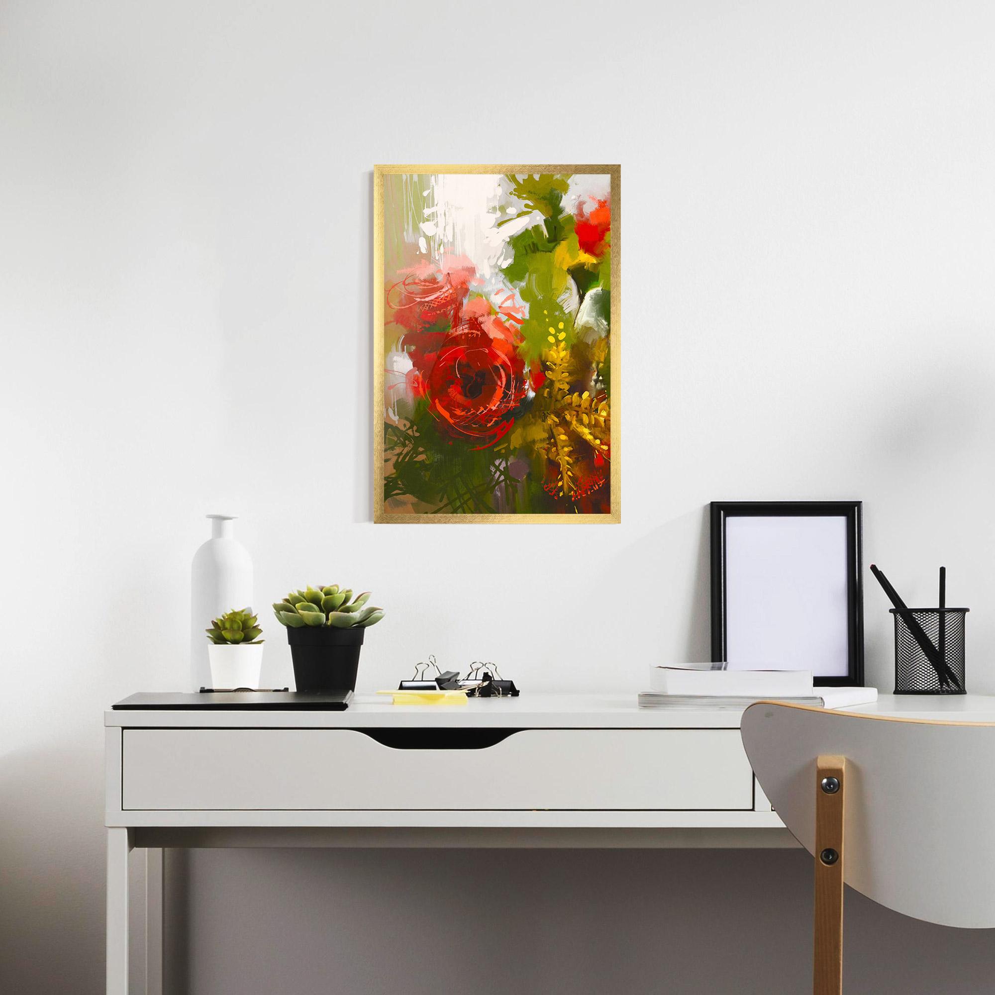 Poster Înrămat Red Rose Painting mockup 7