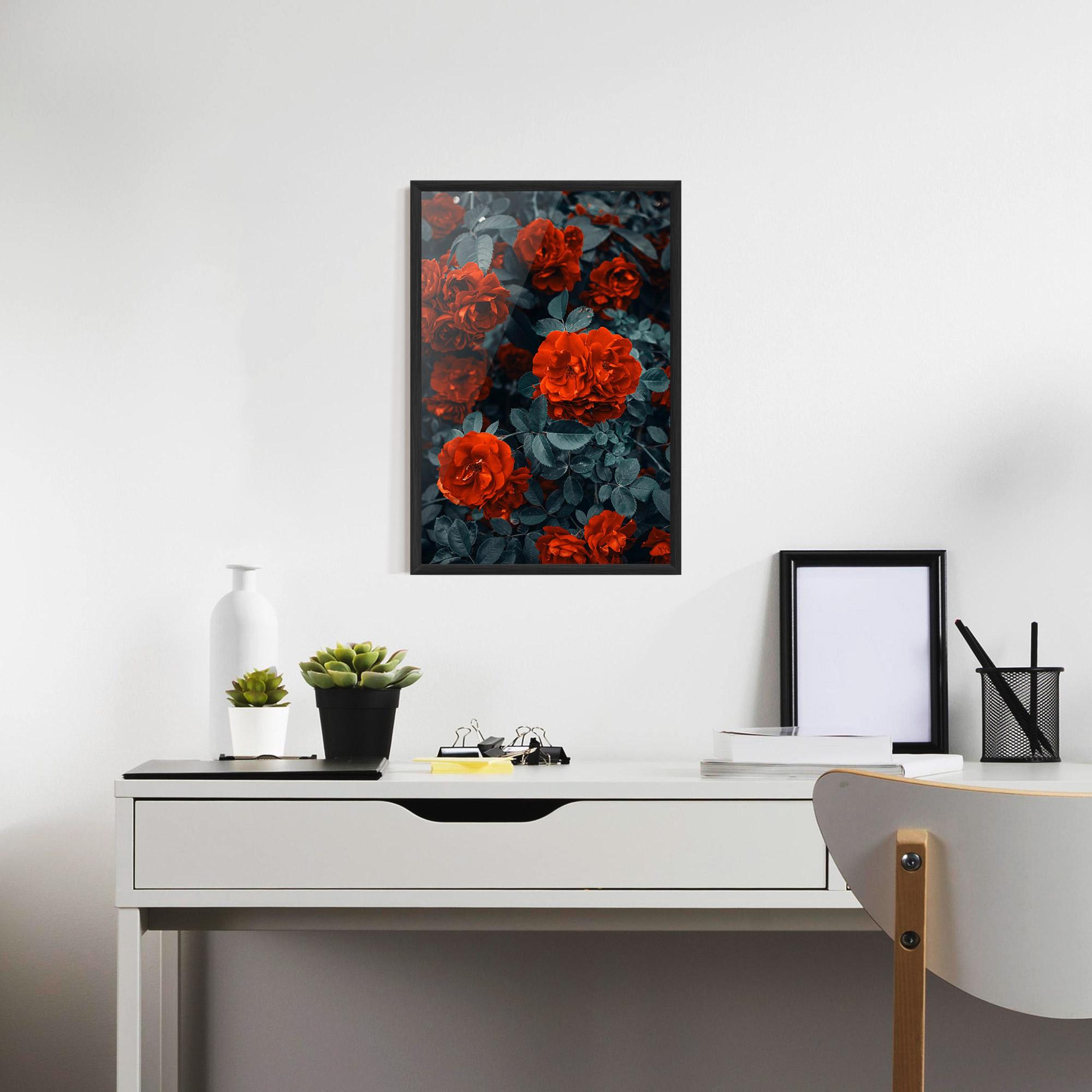 Poster Înrămat Bright Red Rose mockup 7