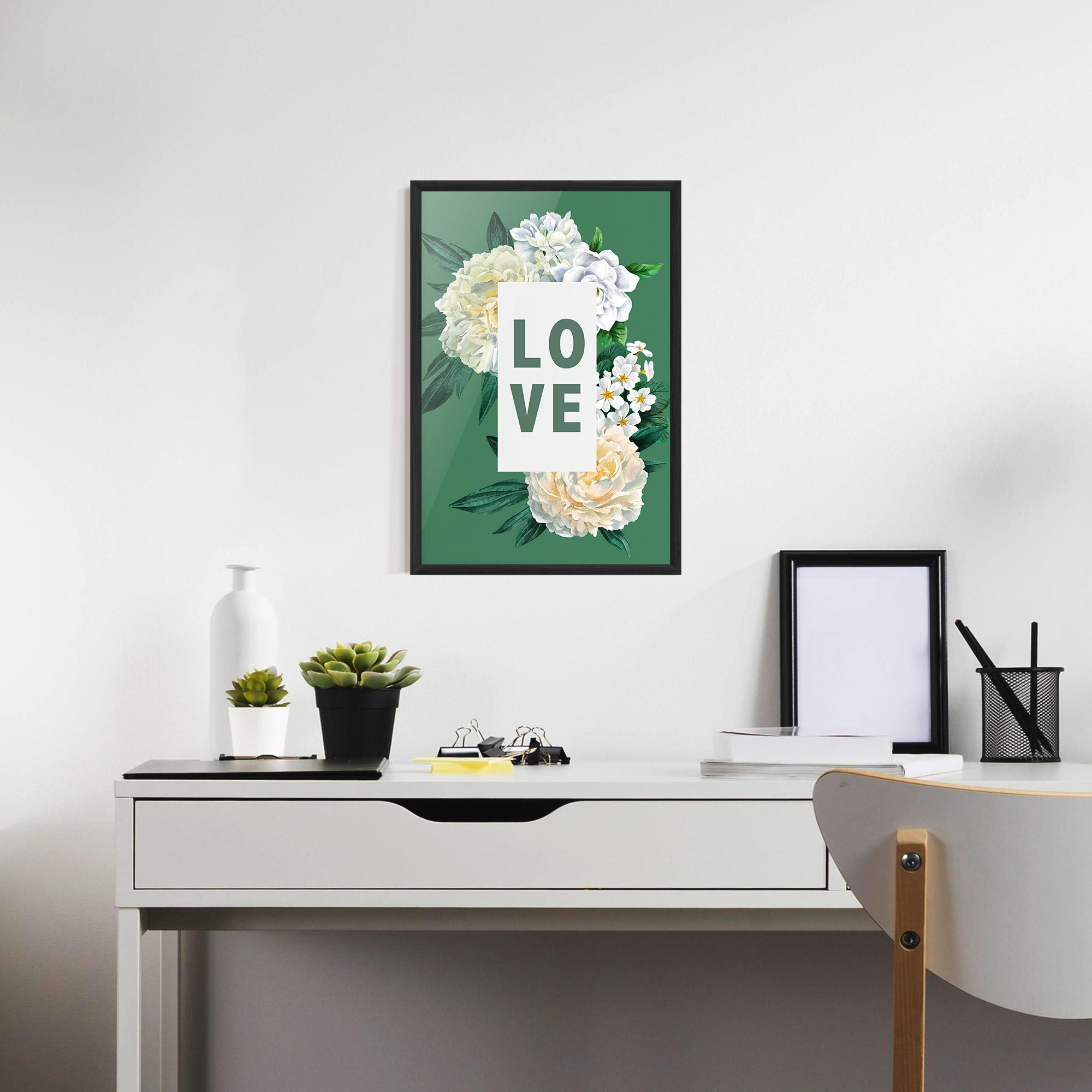 Poster Înrămat Love Green Rose mockup 7