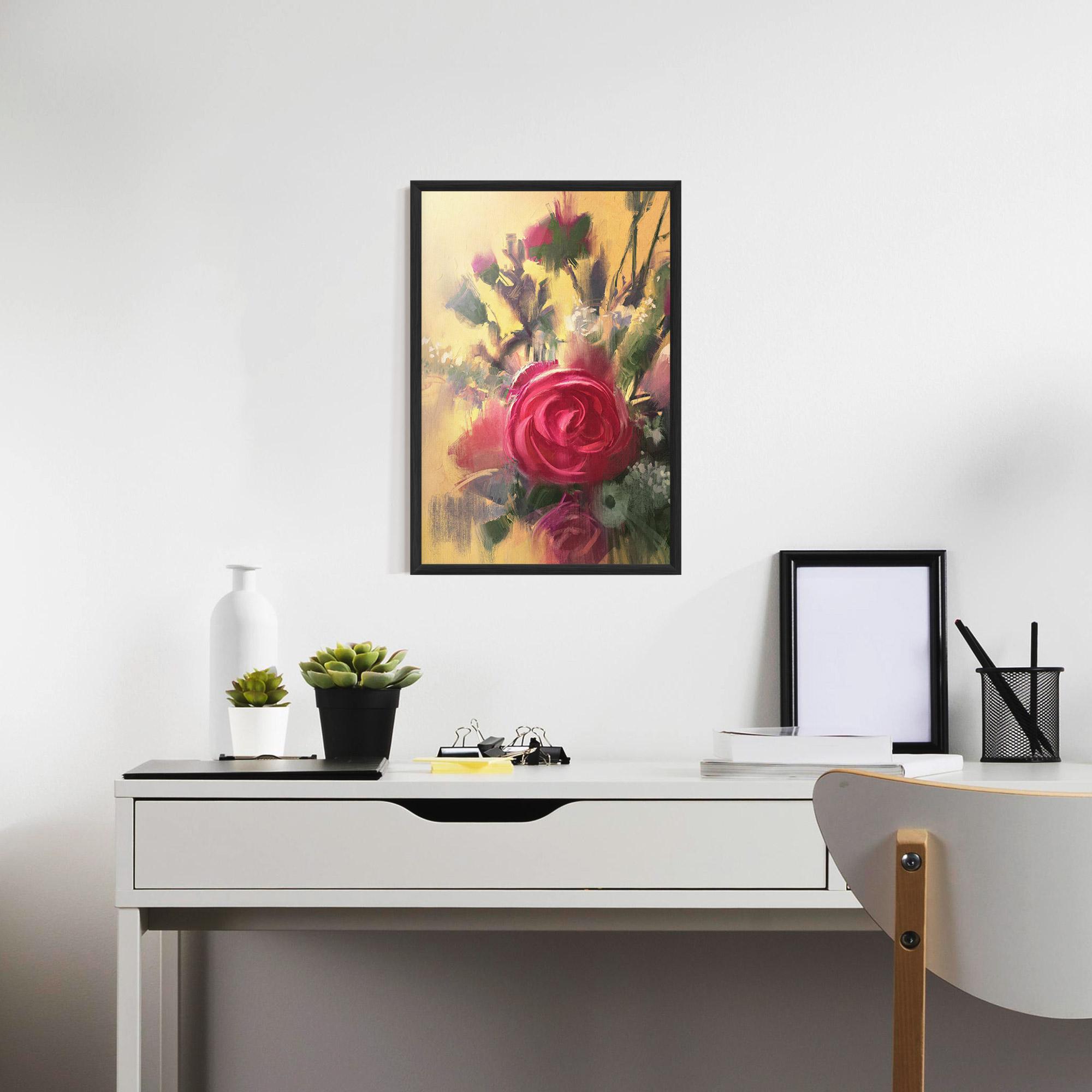 Poster Înrămat Pink Rose Painting mockup 7