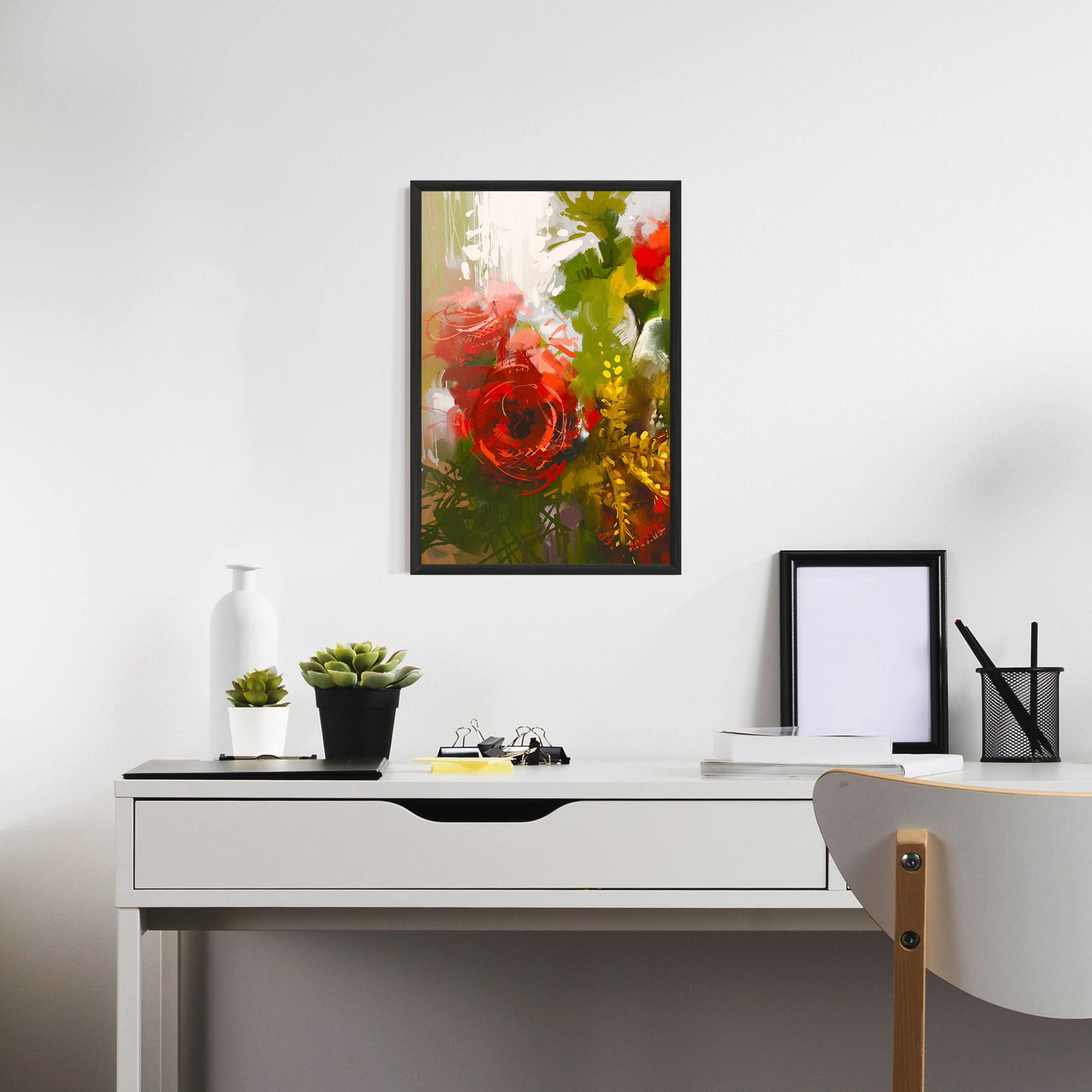 Poster Înrămat Red Rose Painting mockup 7