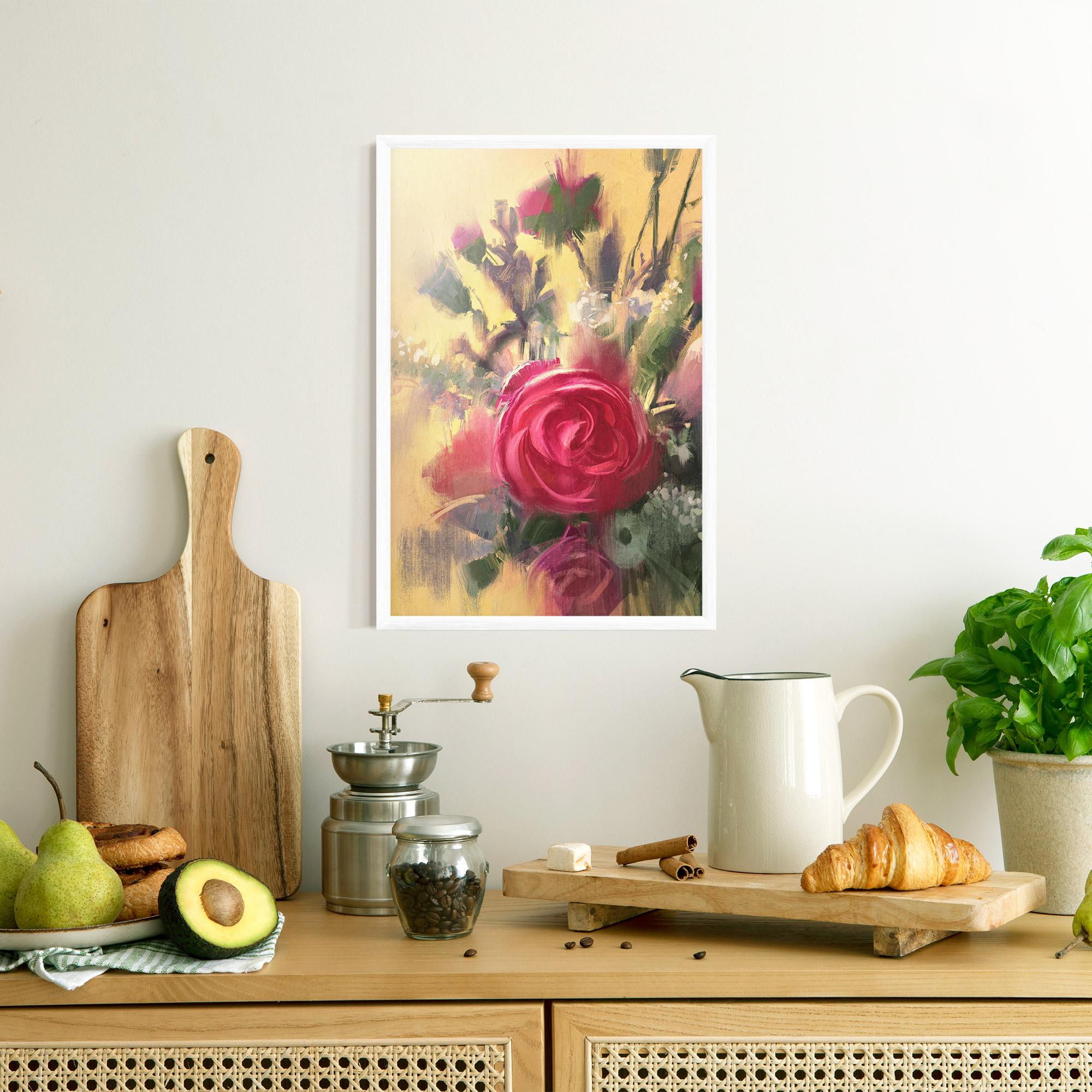 Poster Înrămat Pink Rose Painting mockup 8