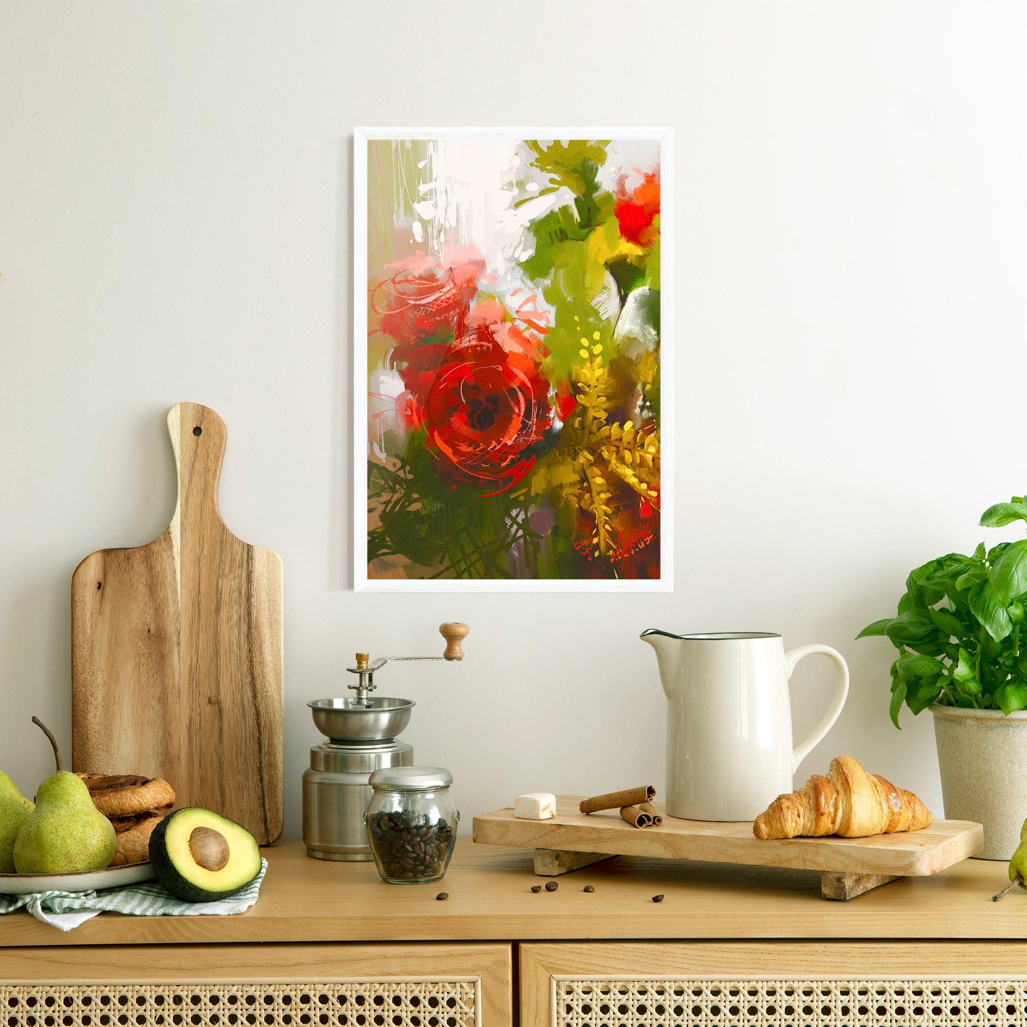 Poster Înrămat Red Rose Painting mockup 8