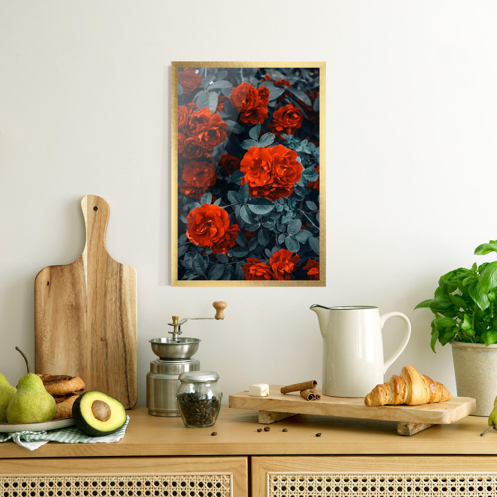 Poster Înrămat Bright Red Rose mockup 8