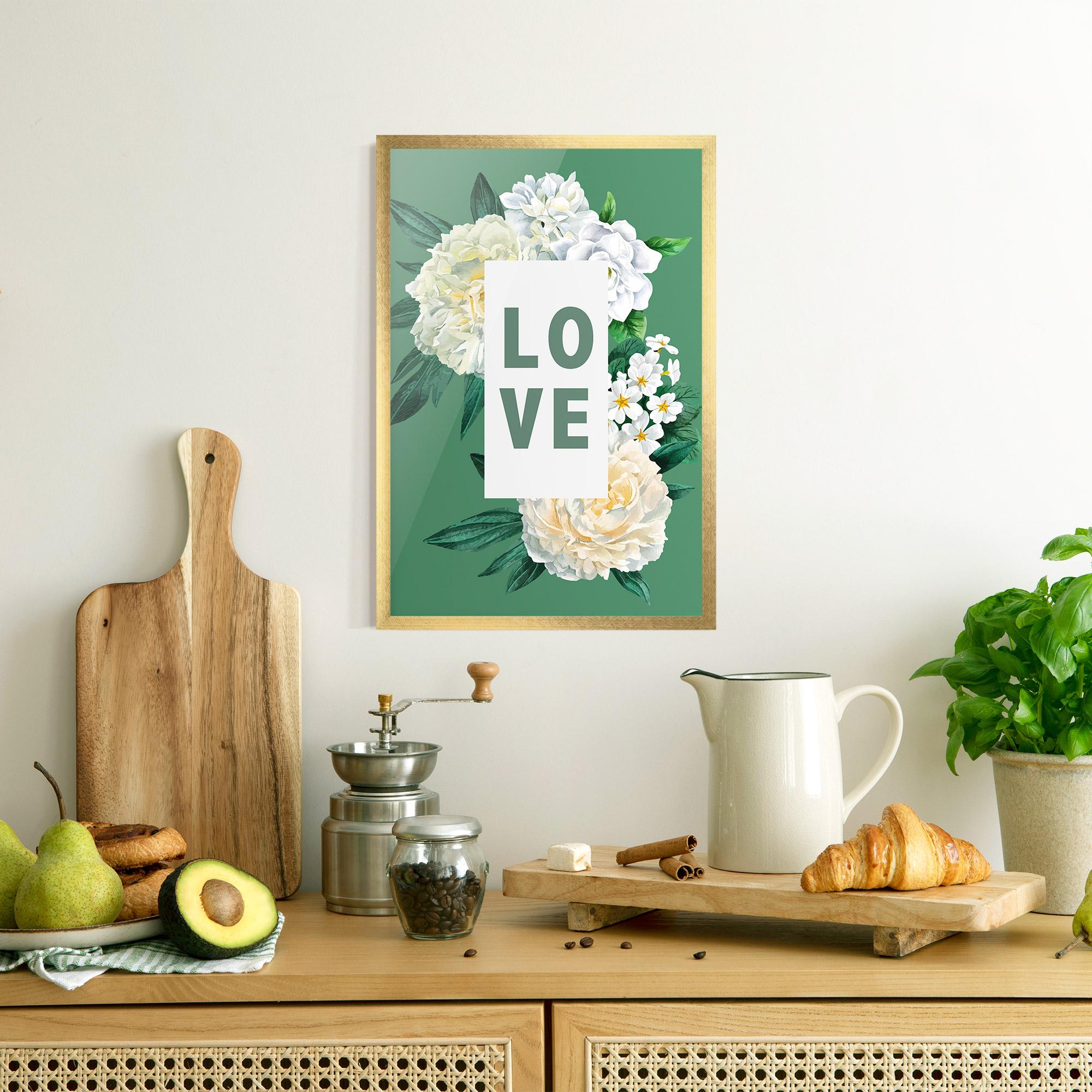 Poster Înrămat Love Green Rose mockup 8