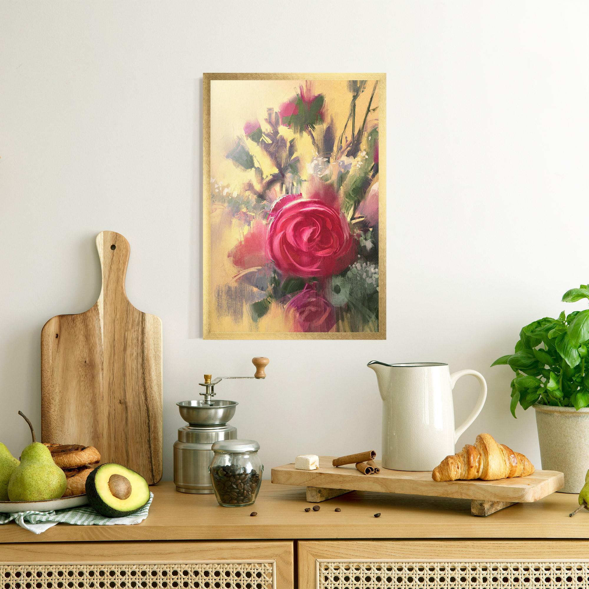 Poster Înrămat Pink Rose Painting mockup 8