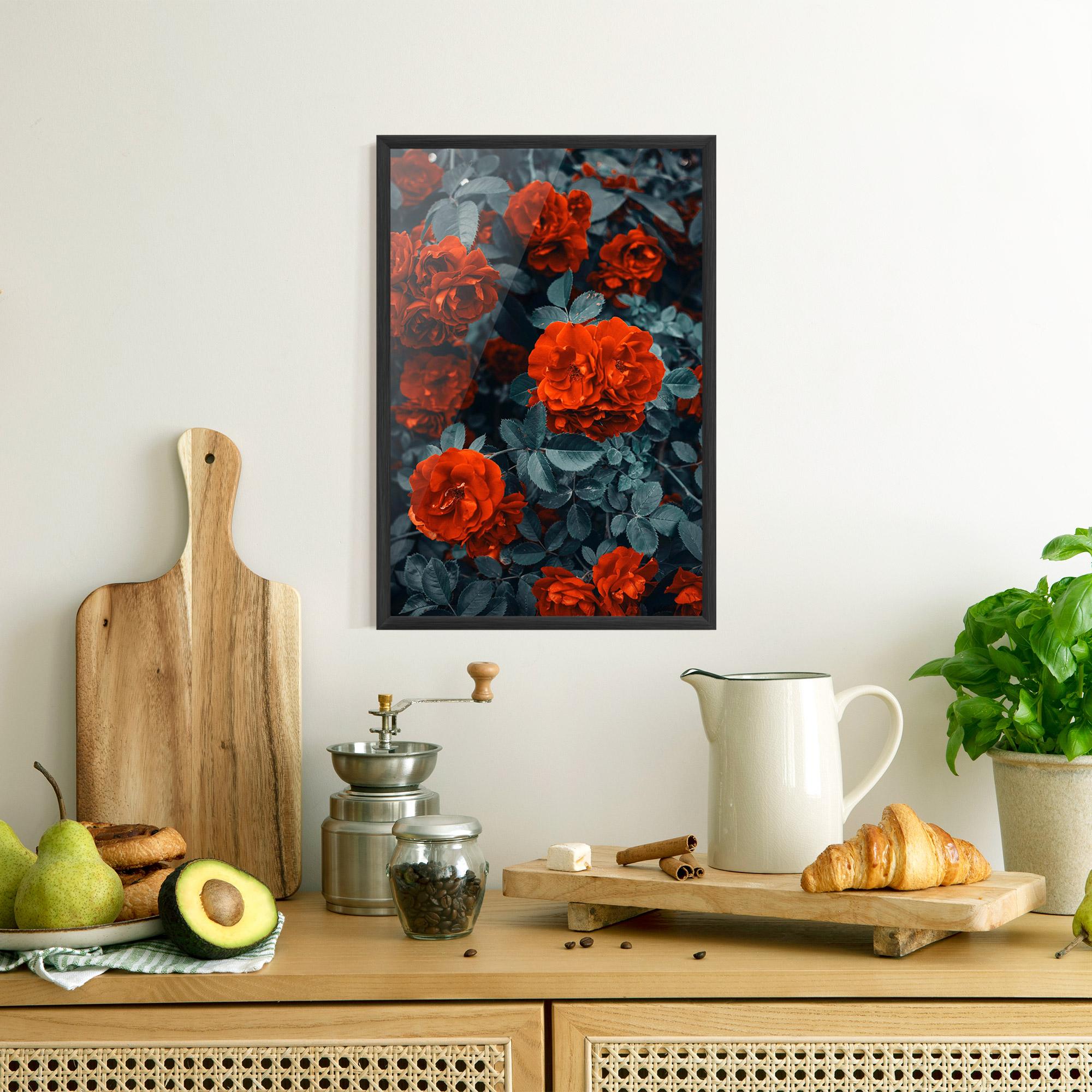 Poster Înrămat Bright Red Rose mockup 8