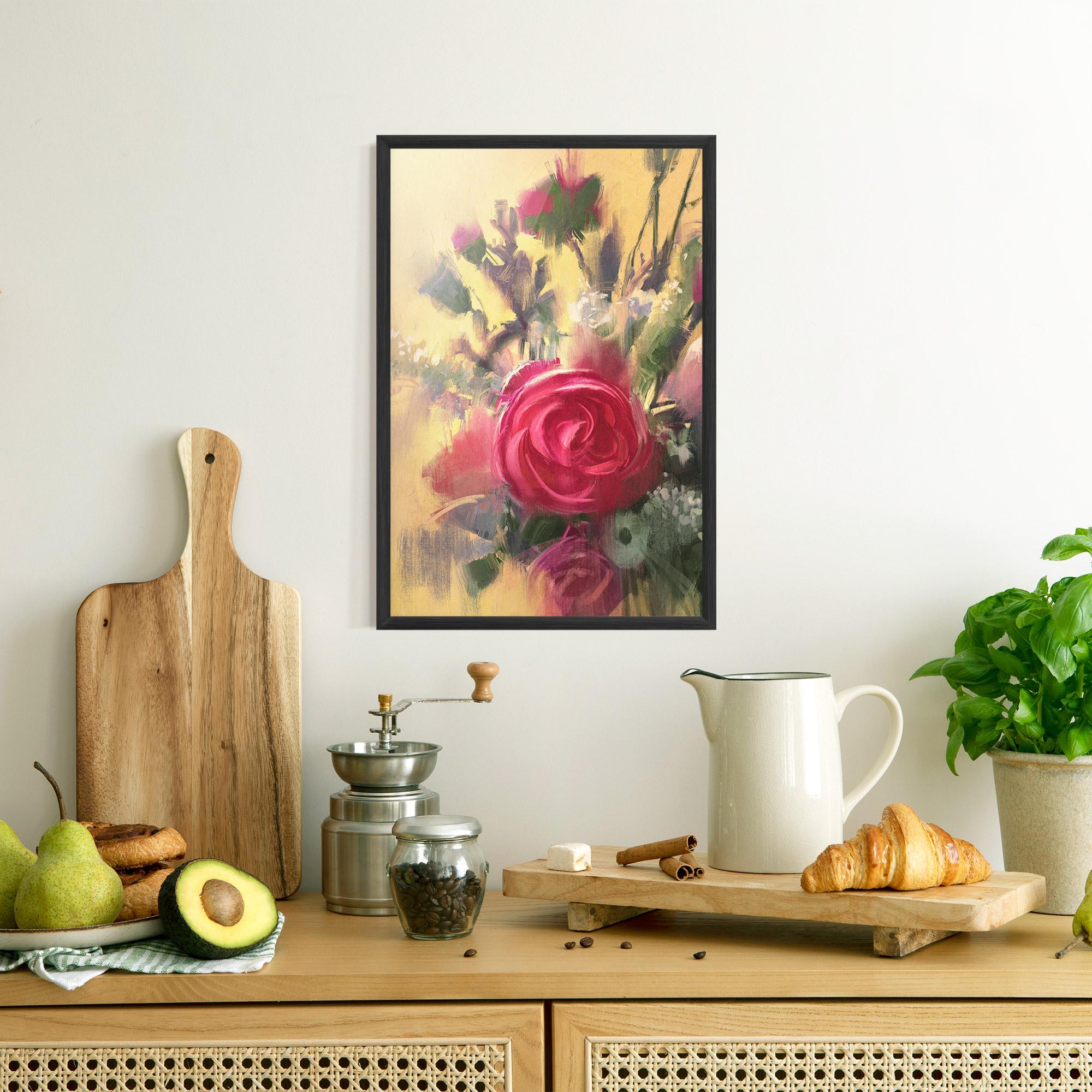 Poster Înrămat Pink Rose Painting mockup 8