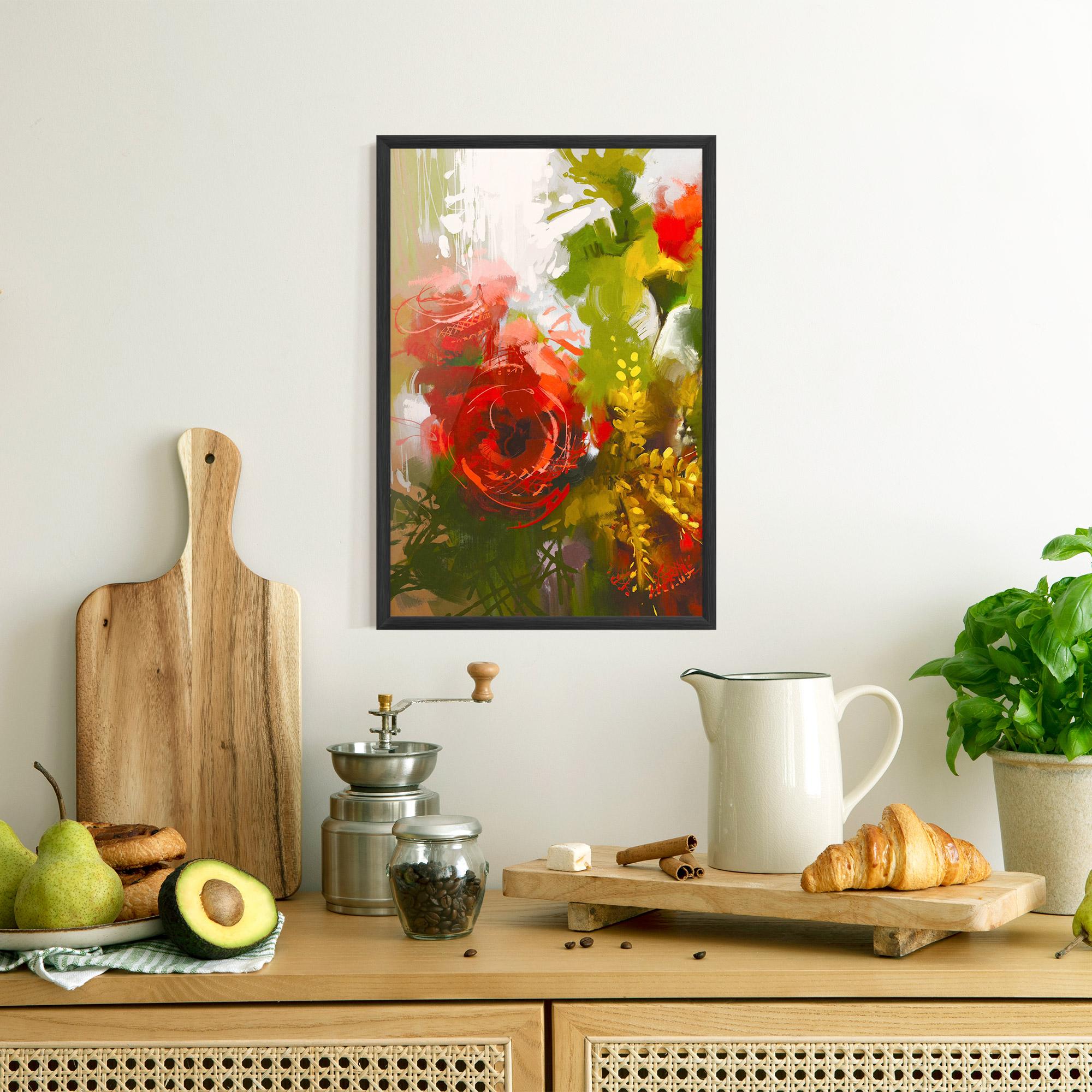 Poster Înrămat Red Rose Painting mockup 8