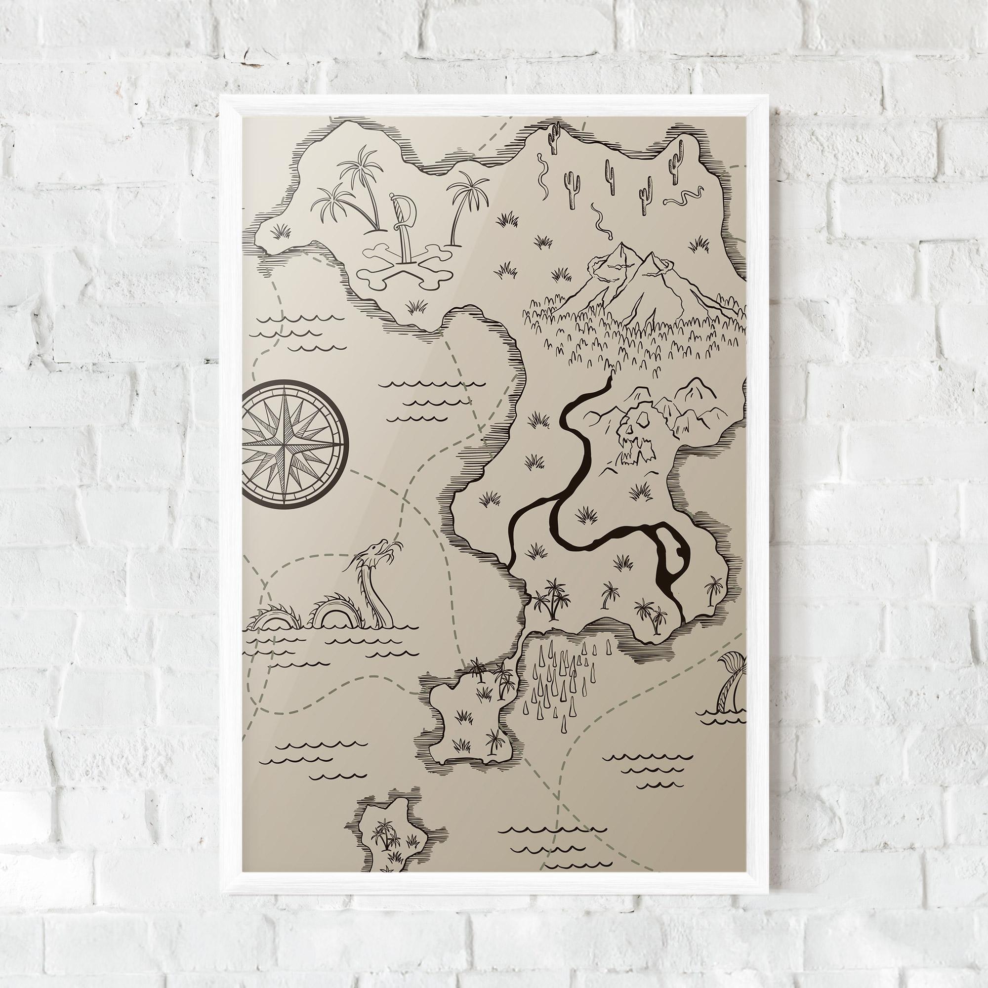 Poster Înrămat Cream Island Map mockup 0