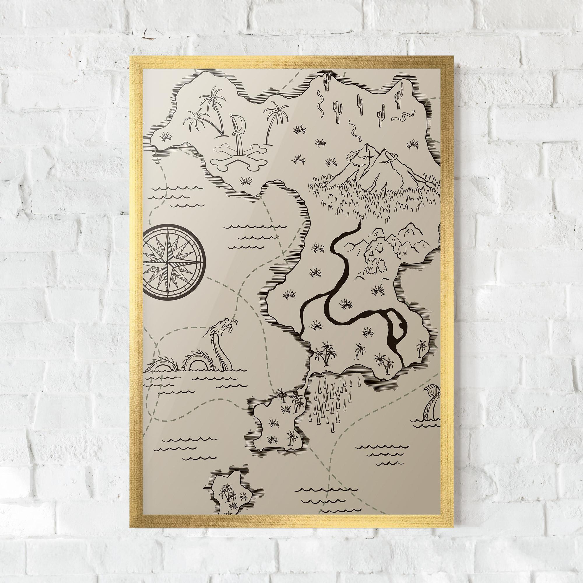 Poster Înrămat Cream Island Map mockup 0