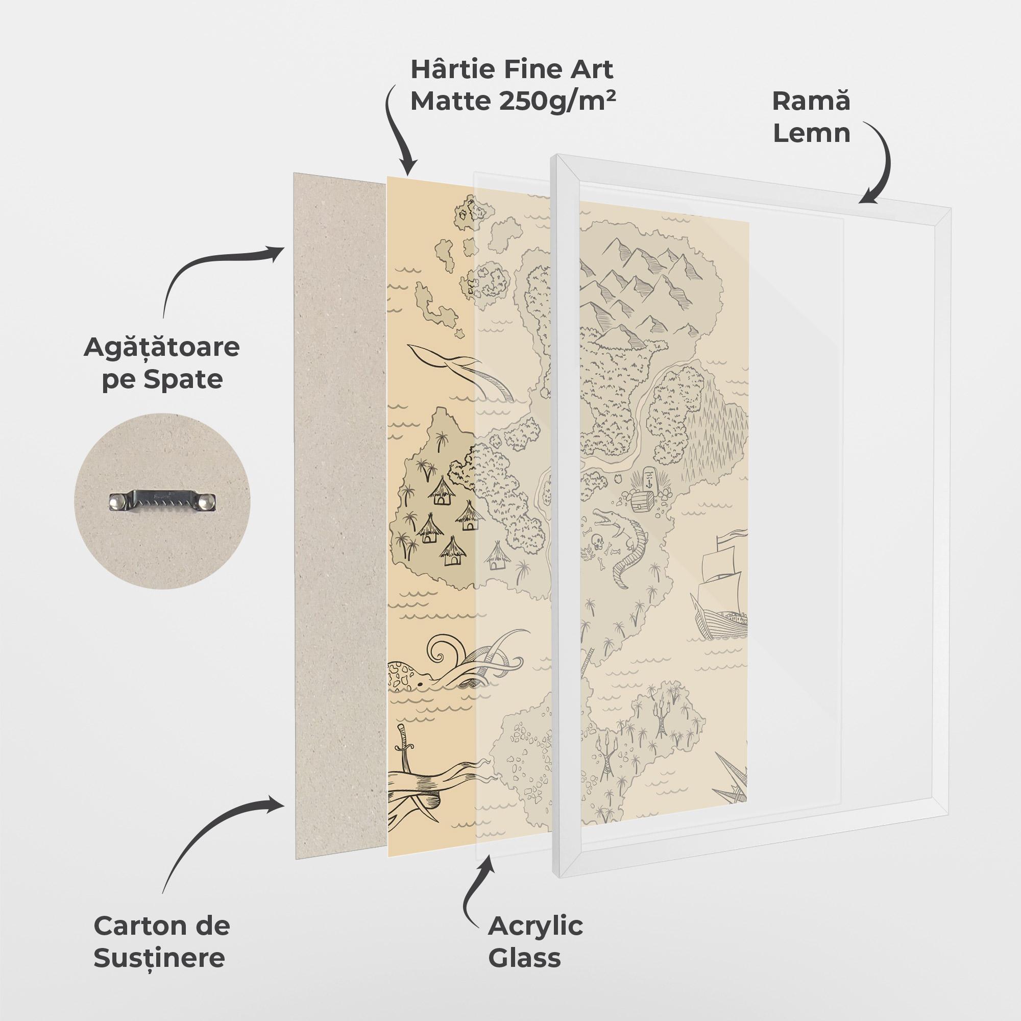 Poster Înrămat Island Old Map mockup 1