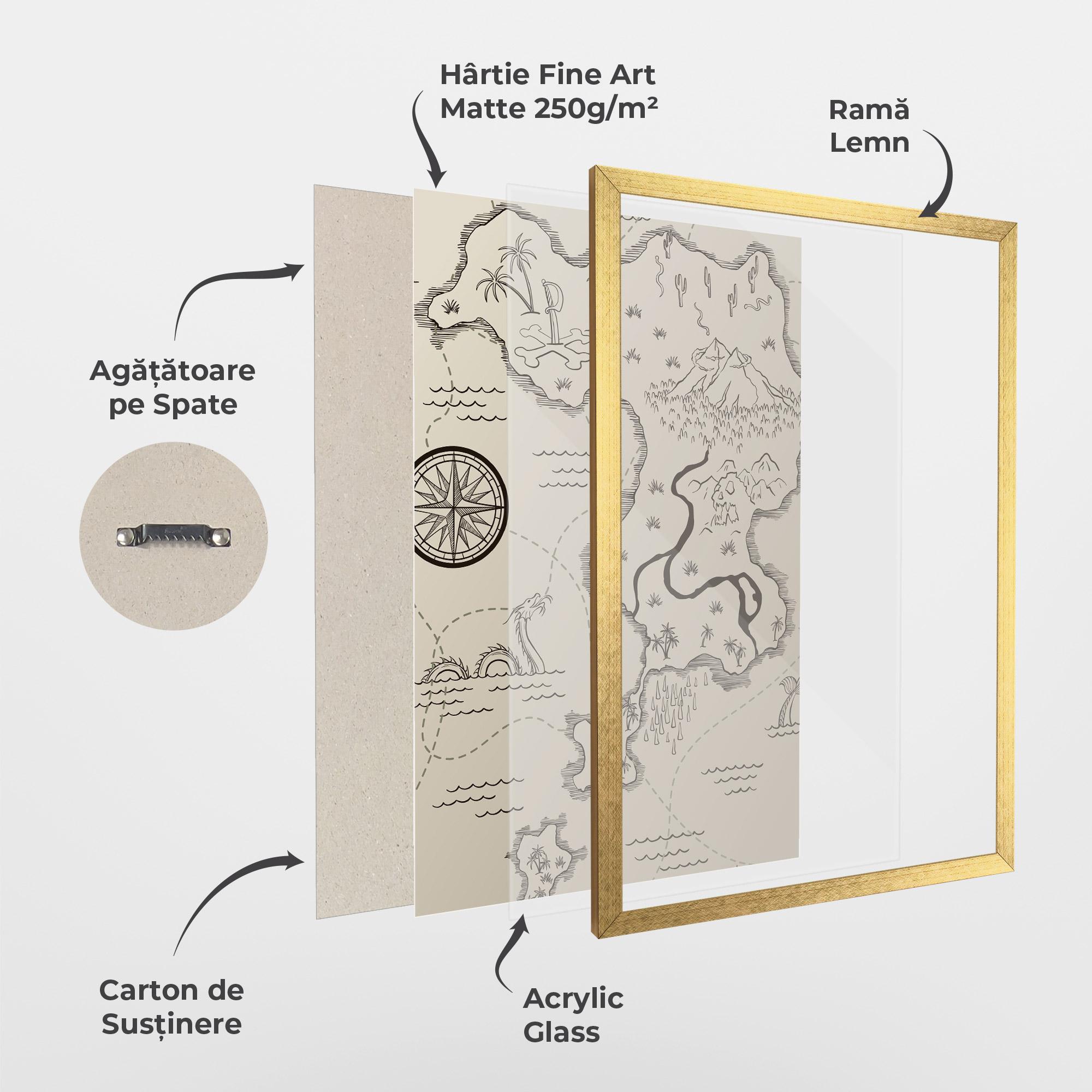 Poster Înrămat Cream Island Map mockup 1