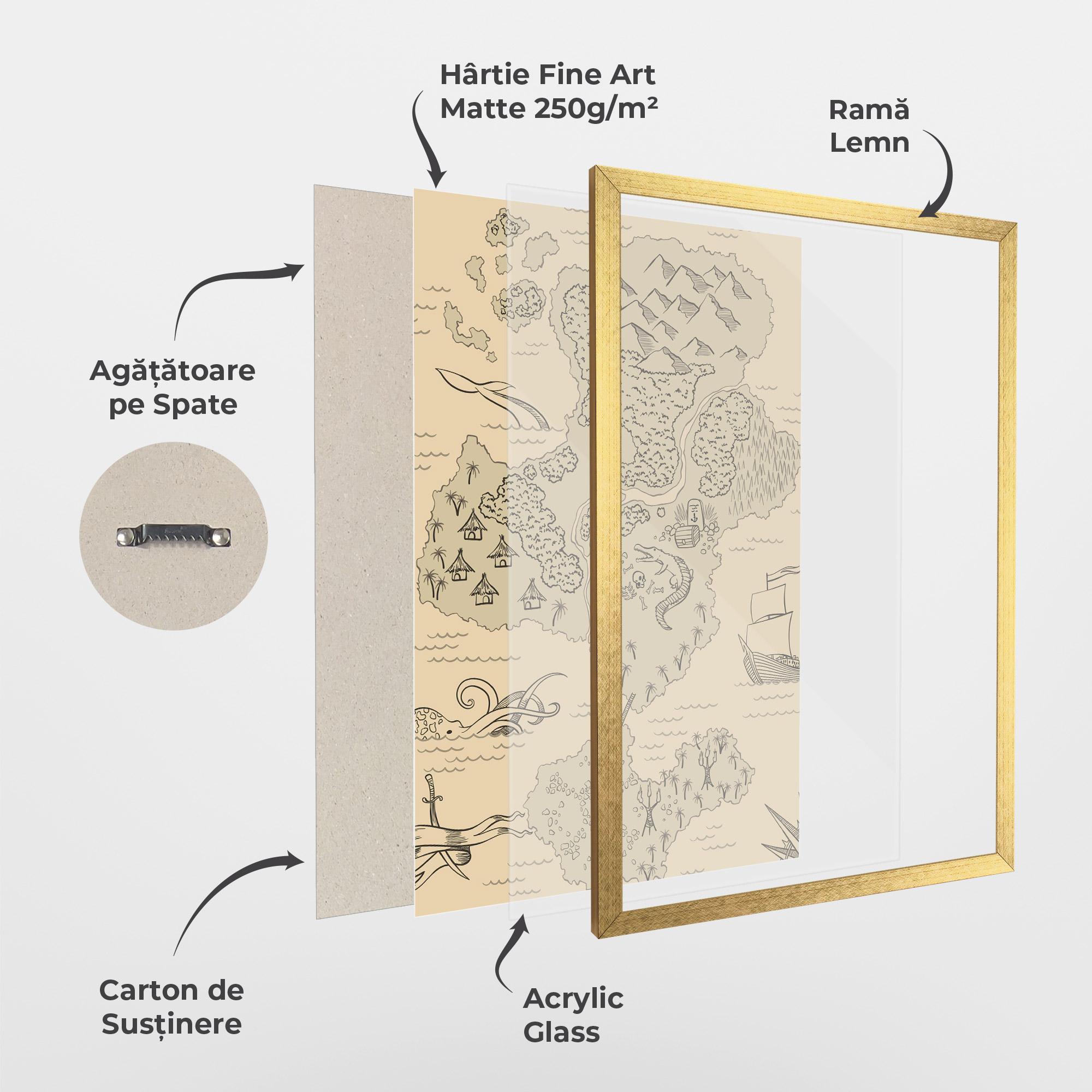 Poster Înrămat Island Old Map mockup 1