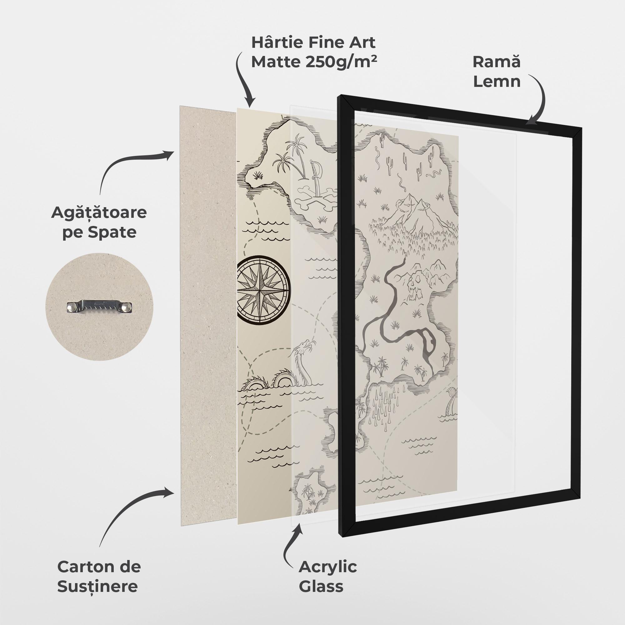 Poster Înrămat Cream Island Map mockup 1