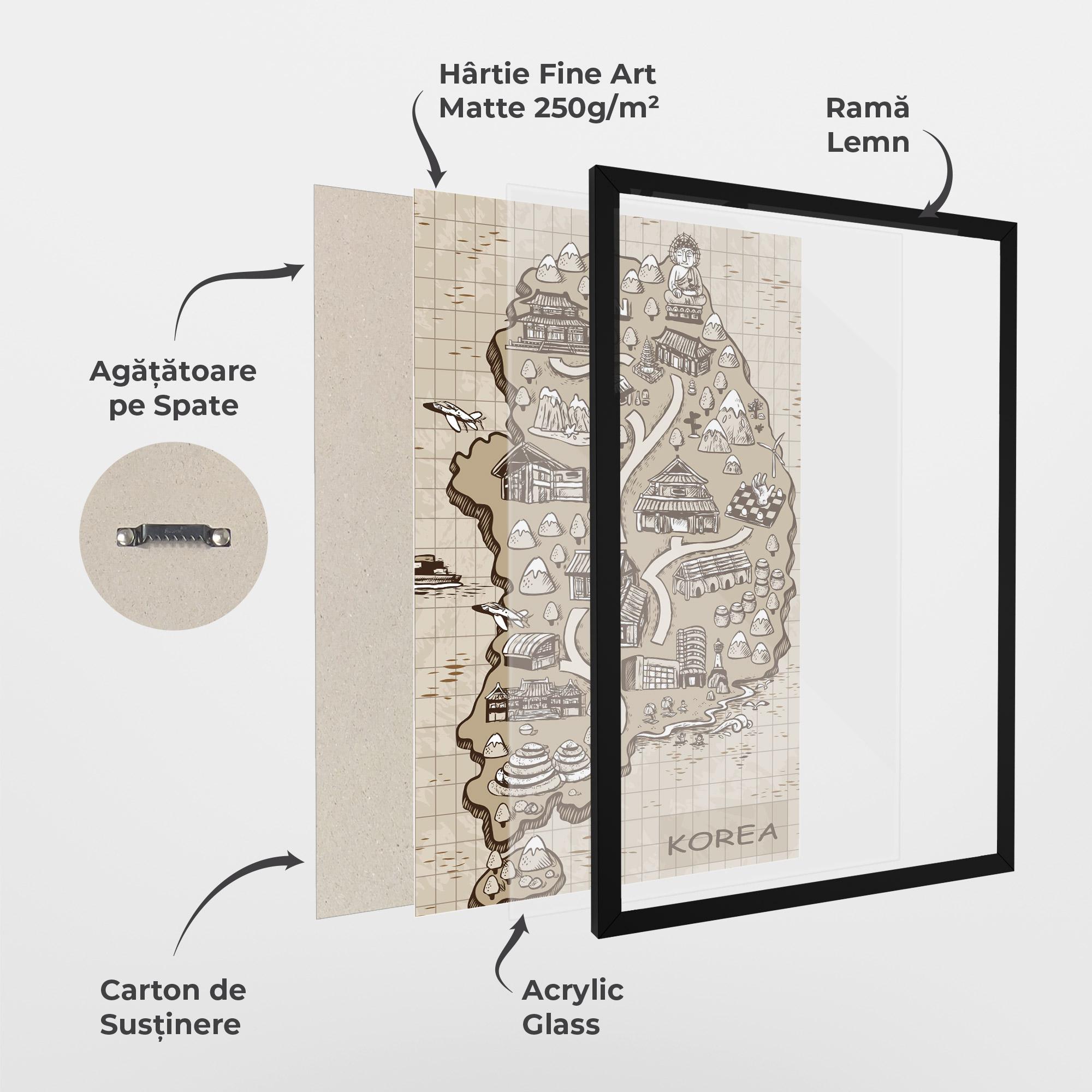 Poster Înrămat Old Korea Map mockup 1