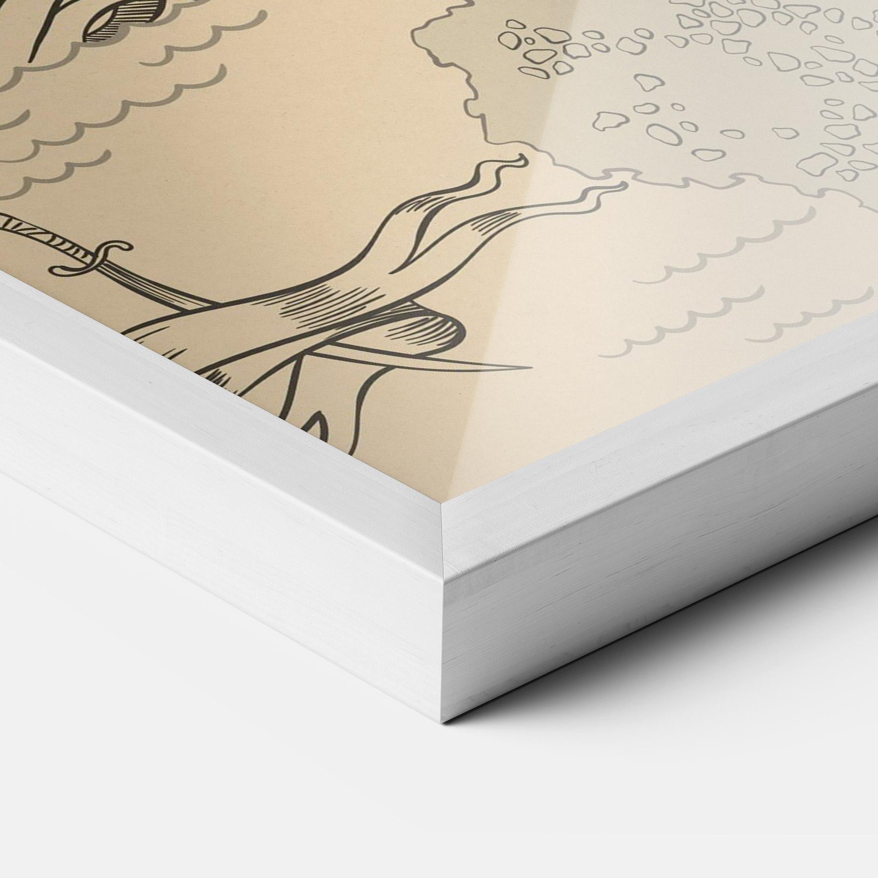 Poster Înrămat Island Old Map mockup 3