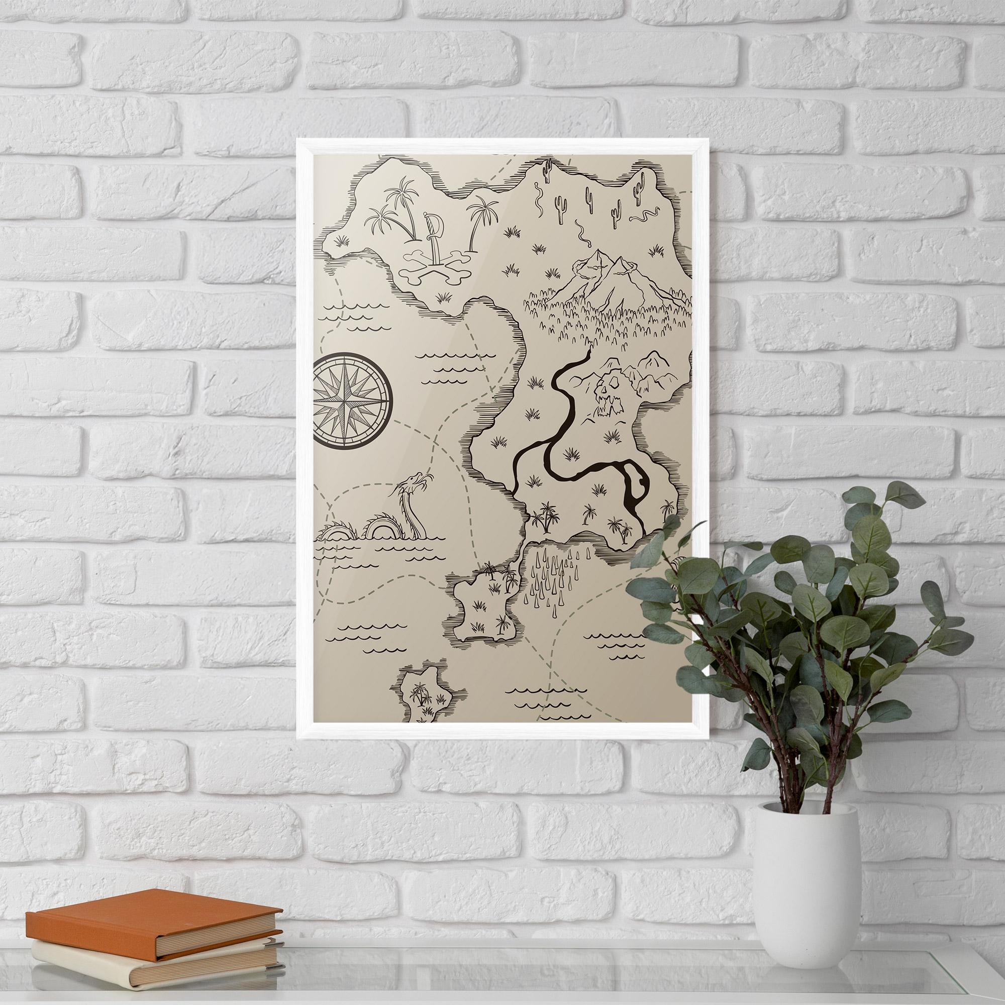 Poster Înrămat Cream Island Map mockup 5