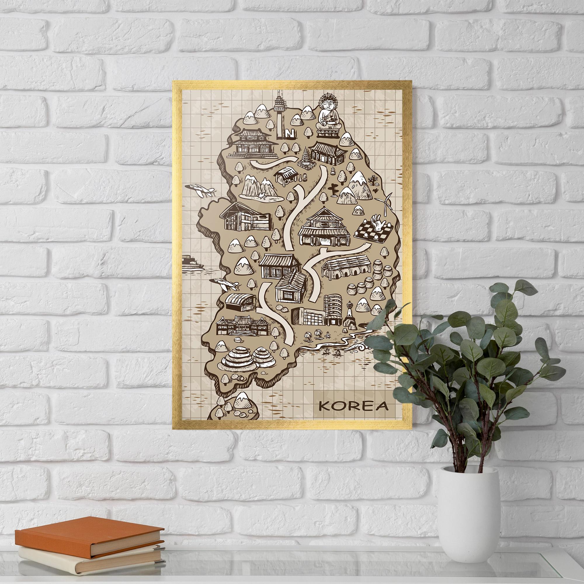 Poster Înrămat Old Korea Map mockup 5