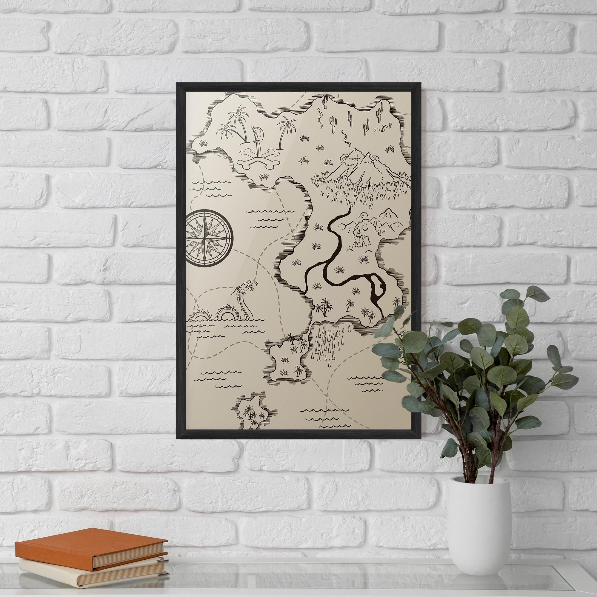Poster Înrămat Cream Island Map mockup 5