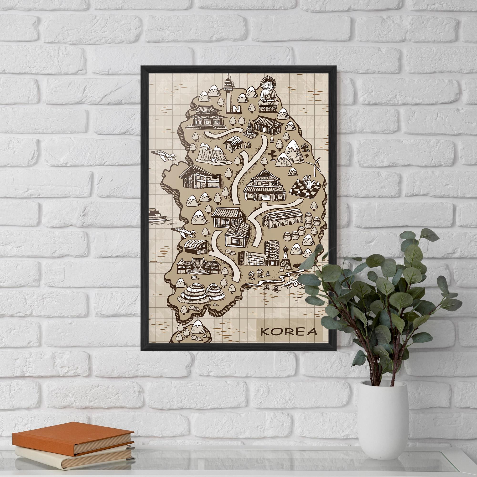 Poster Înrămat Old Korea Map mockup 5