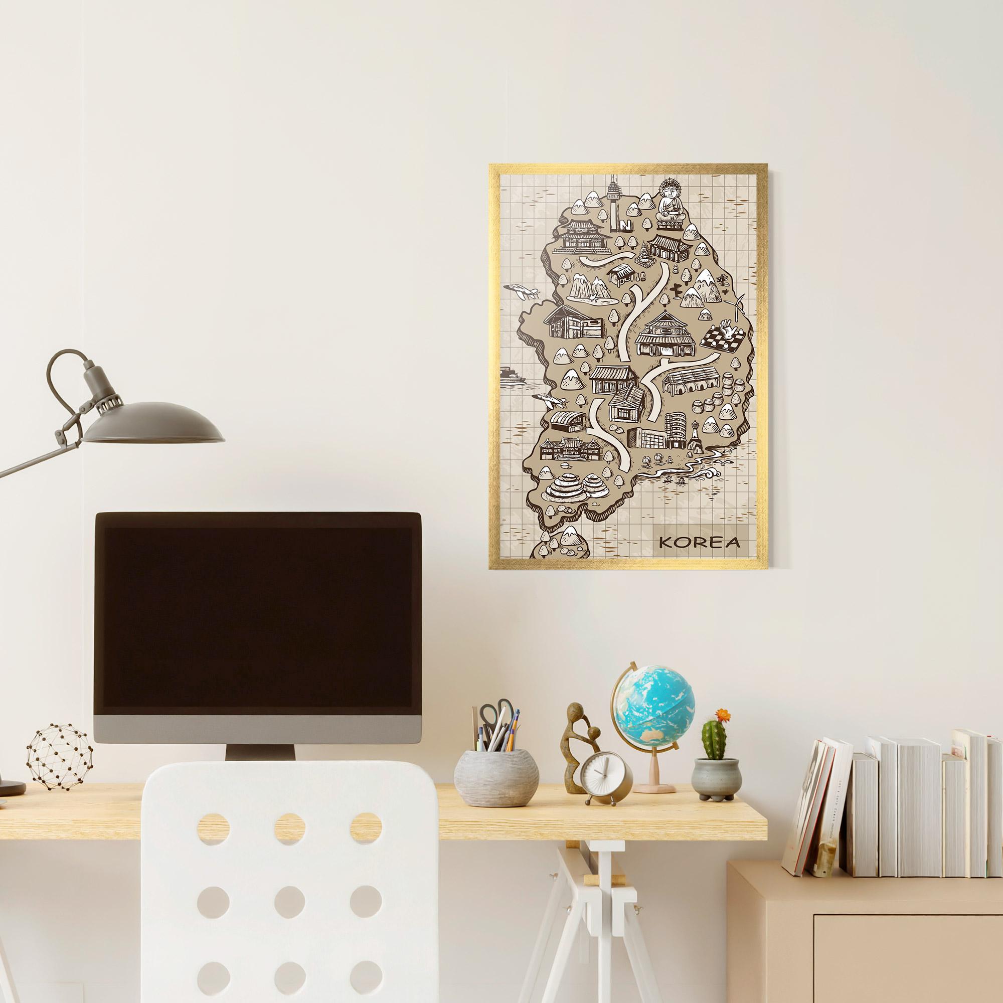 Poster Înrămat Old Korea Map mockup 6