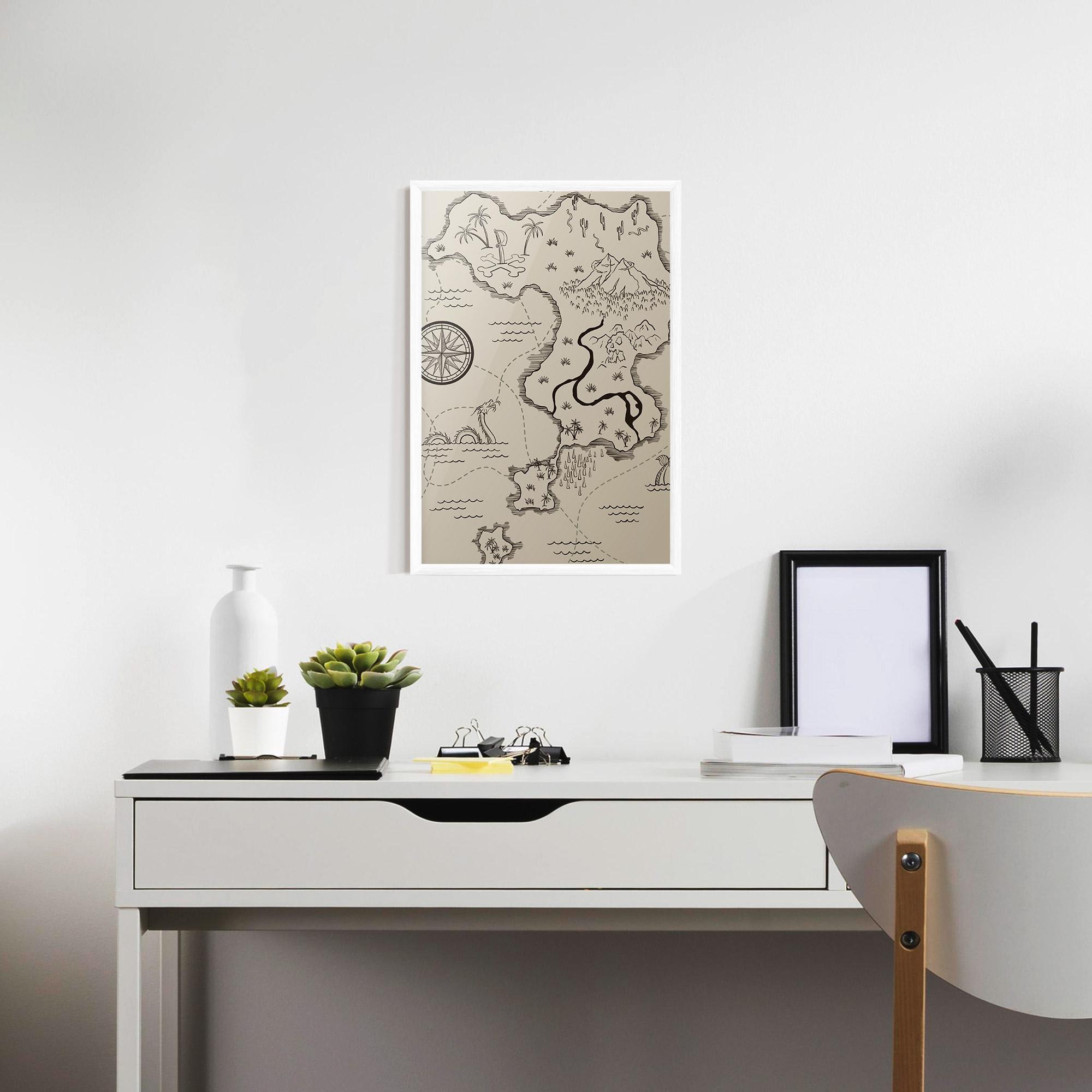 Poster Înrămat Cream Island Map mockup 7