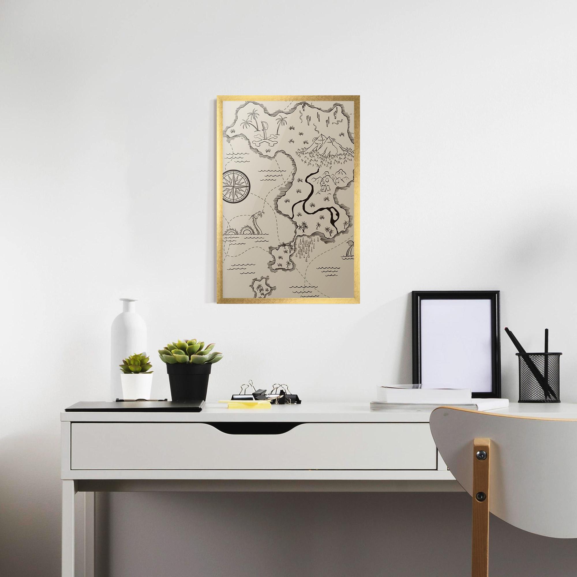 Poster Înrămat Cream Island Map mockup 7