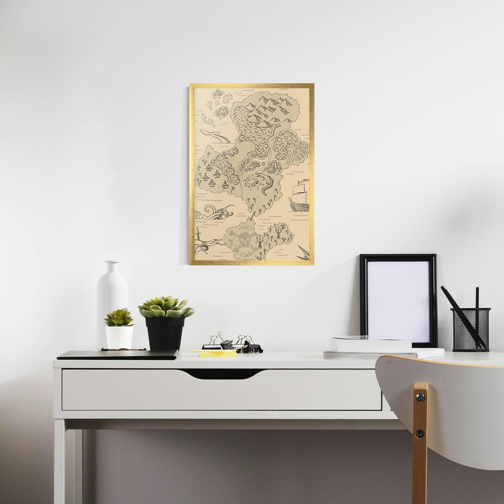 Poster Înrămat Island Old Map mockup 7