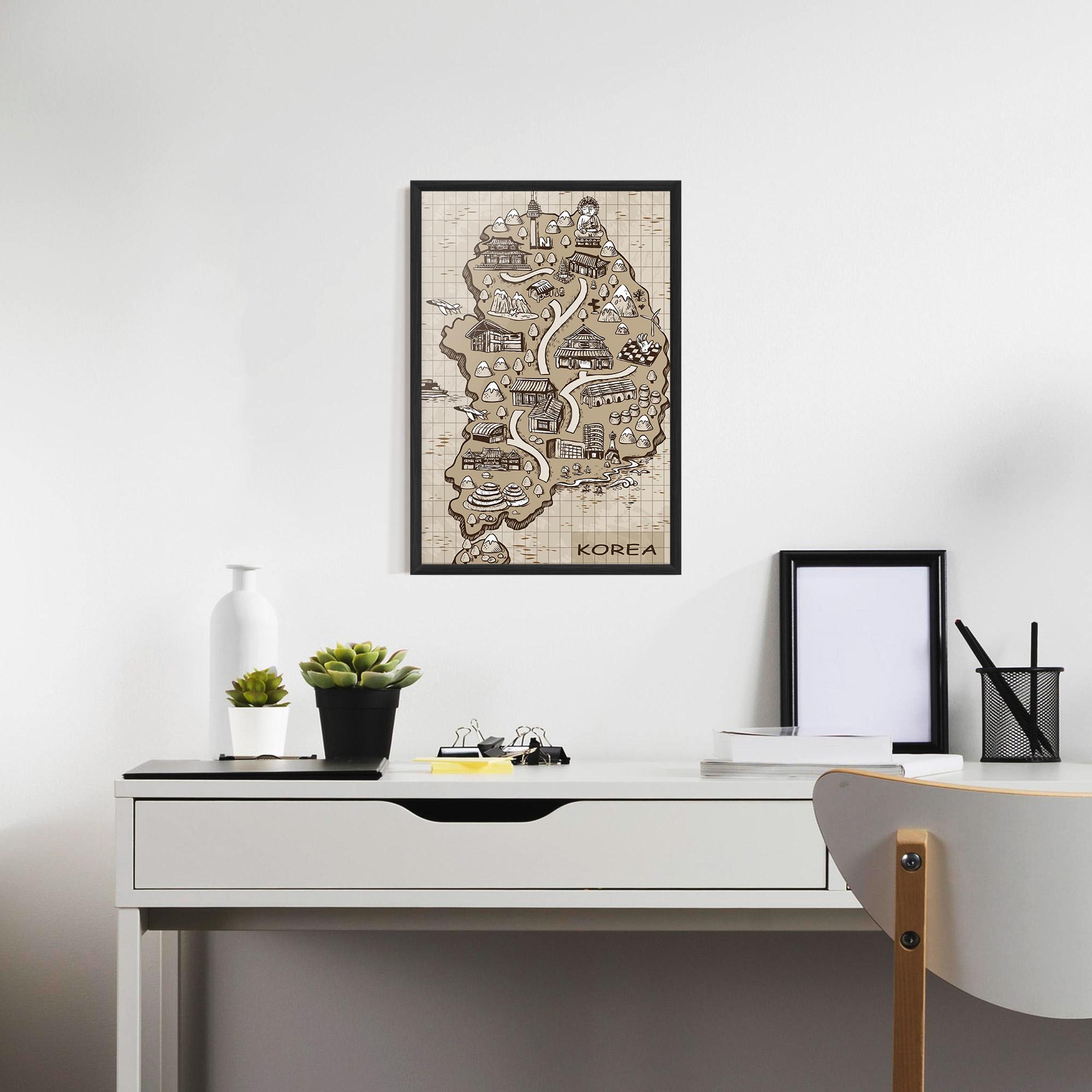 Poster Înrămat Old Korea Map mockup 7