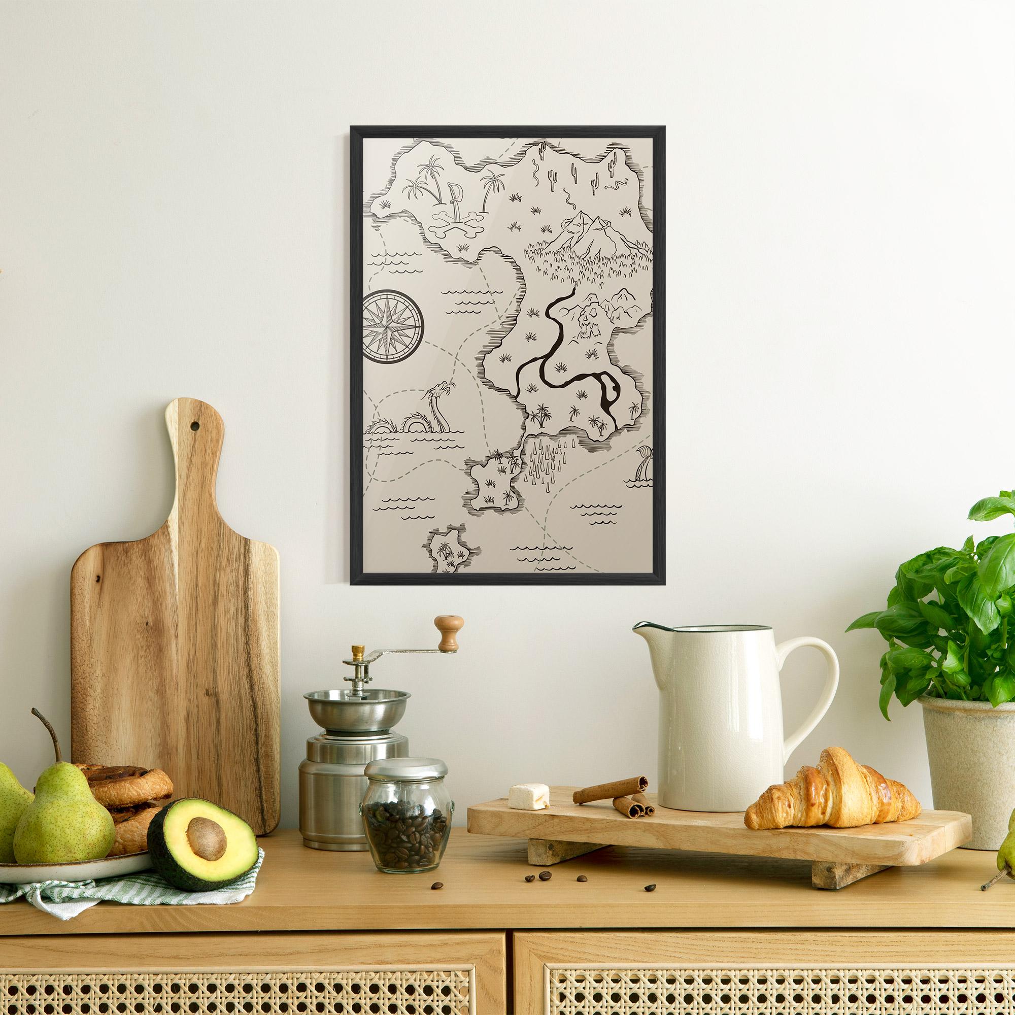 Poster Înrămat Cream Island Map mockup 8