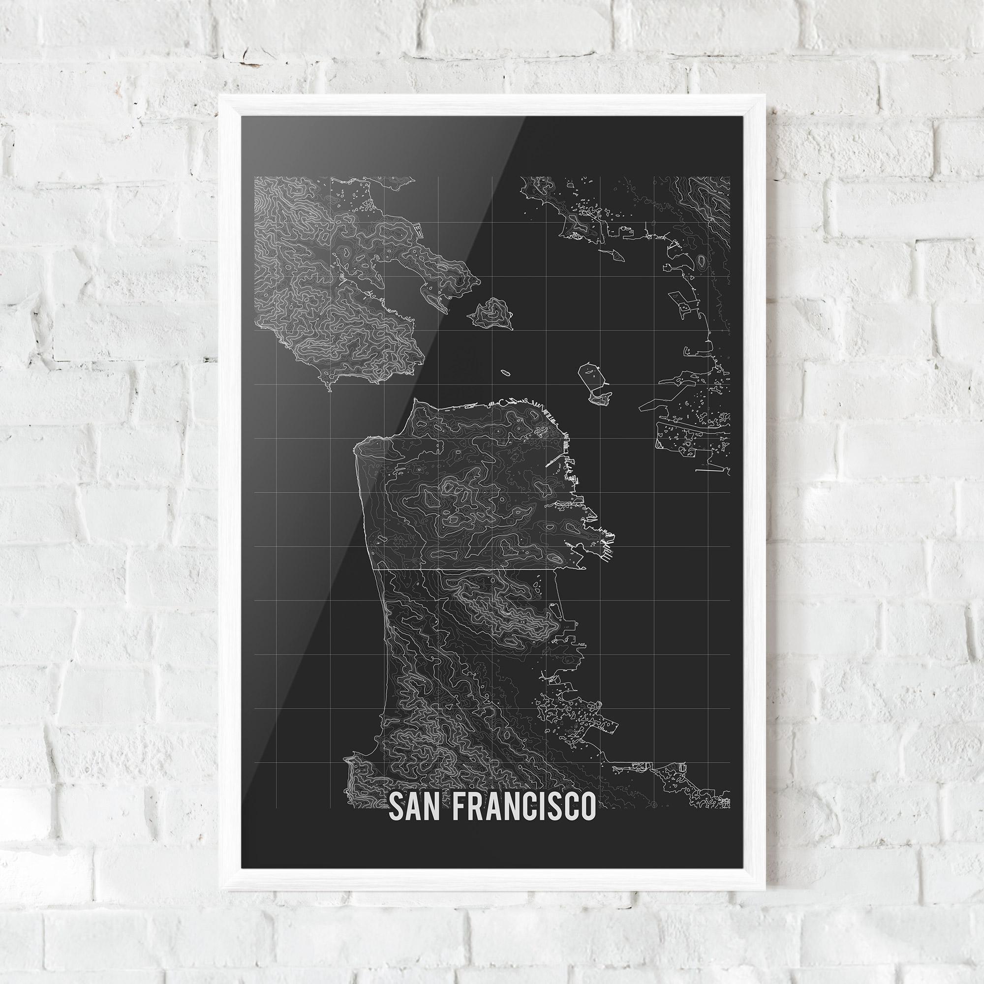 Poster Înrămat San Francisco Grey Map mockup 0