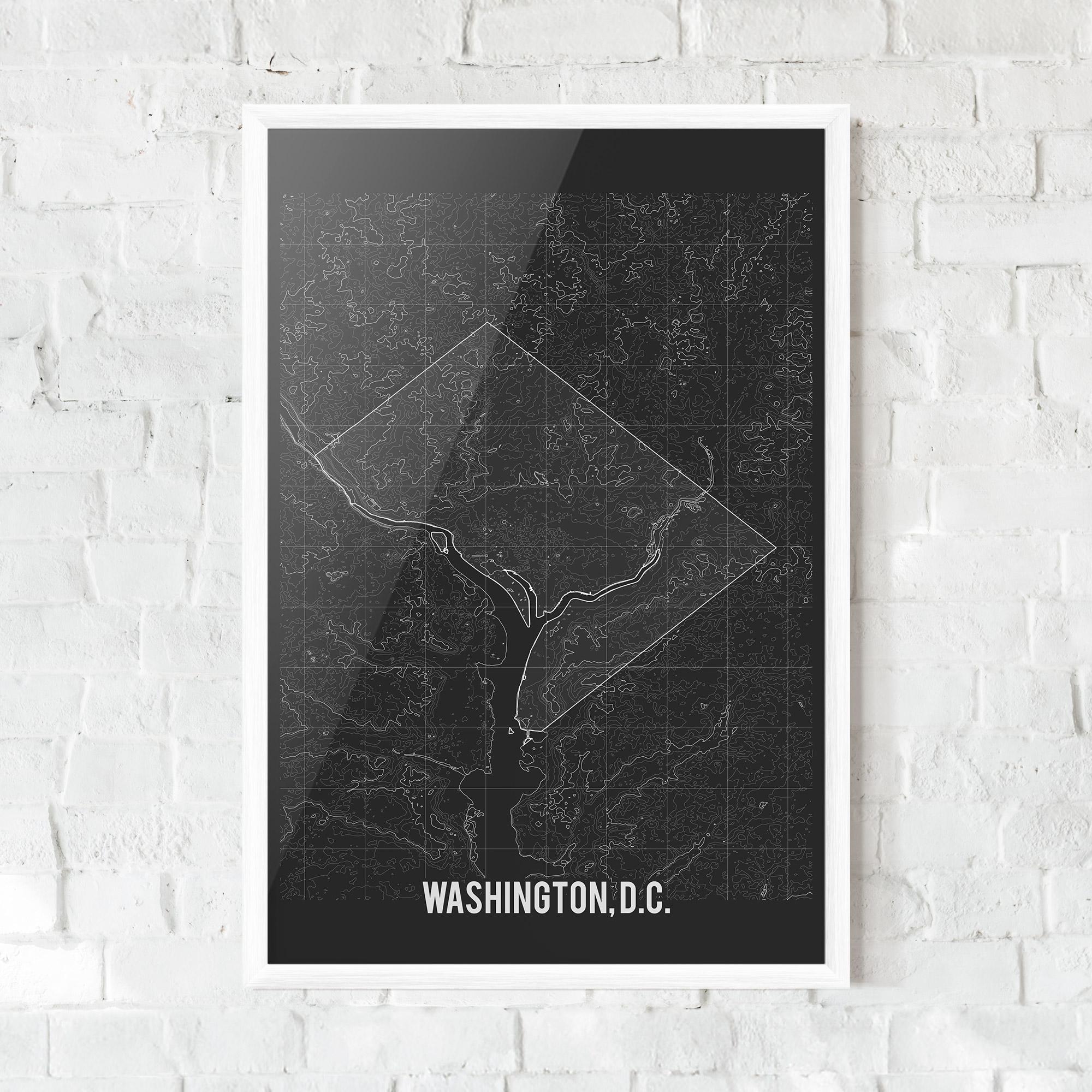 Poster Înrămat Washington Grey Map mockup 0