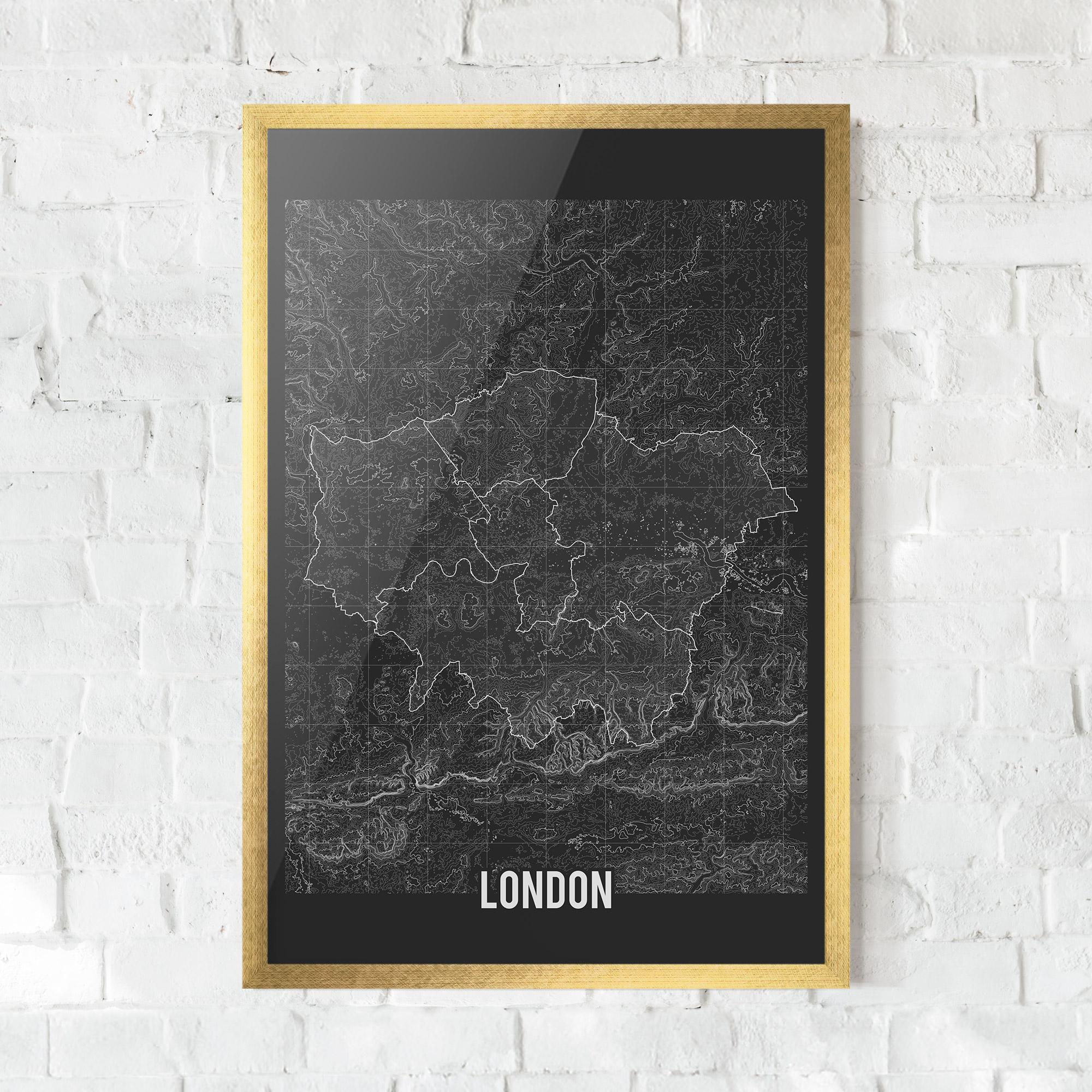 Poster Înrămat London Grey Map mockup 0