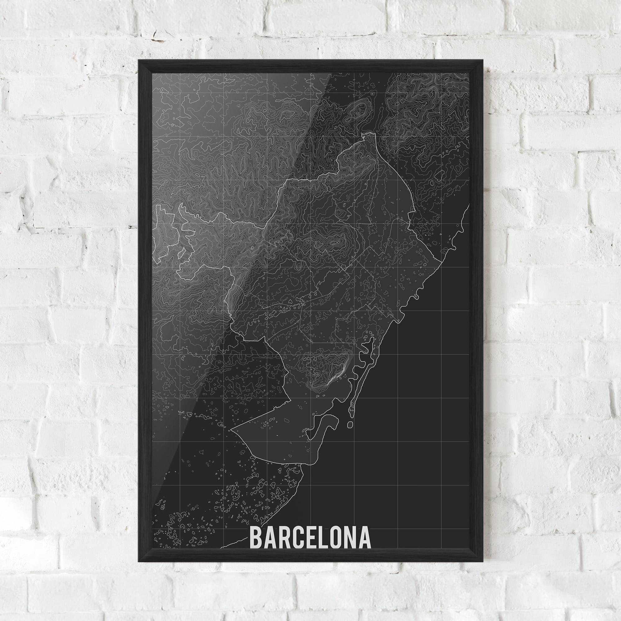 Poster Înrămat Barcelona Grey Map mockup 0