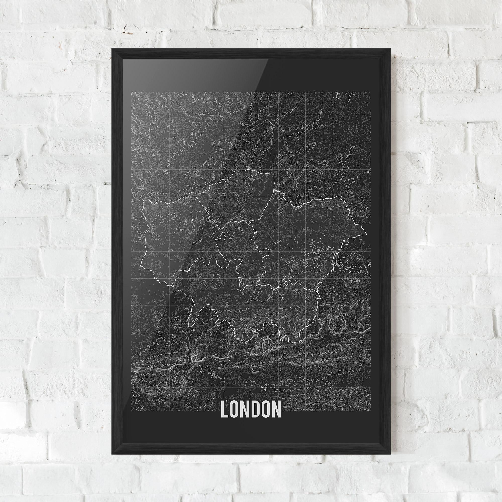 Poster Înrămat London Grey Map mockup 0