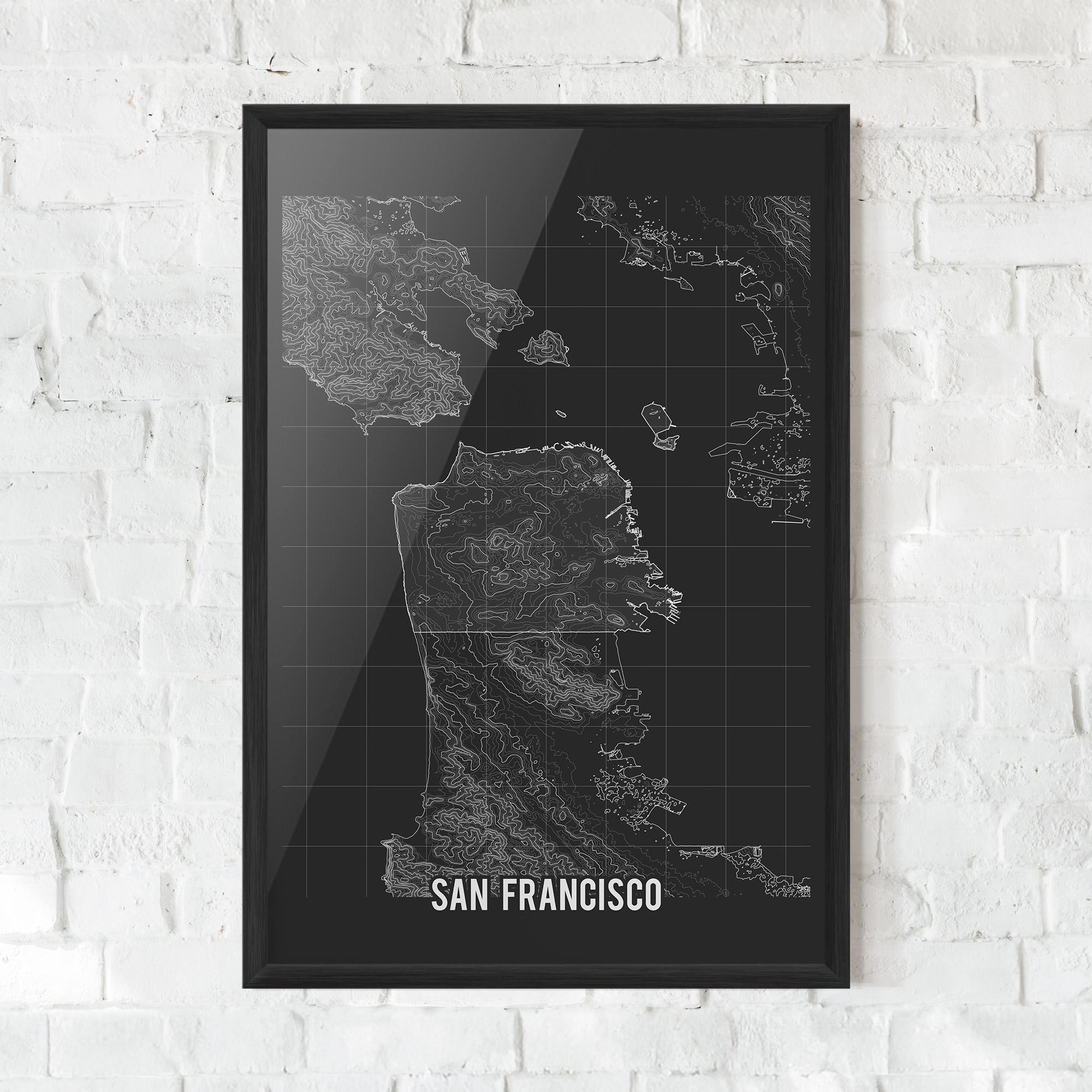 Poster Înrămat San Francisco Grey Map mockup 0