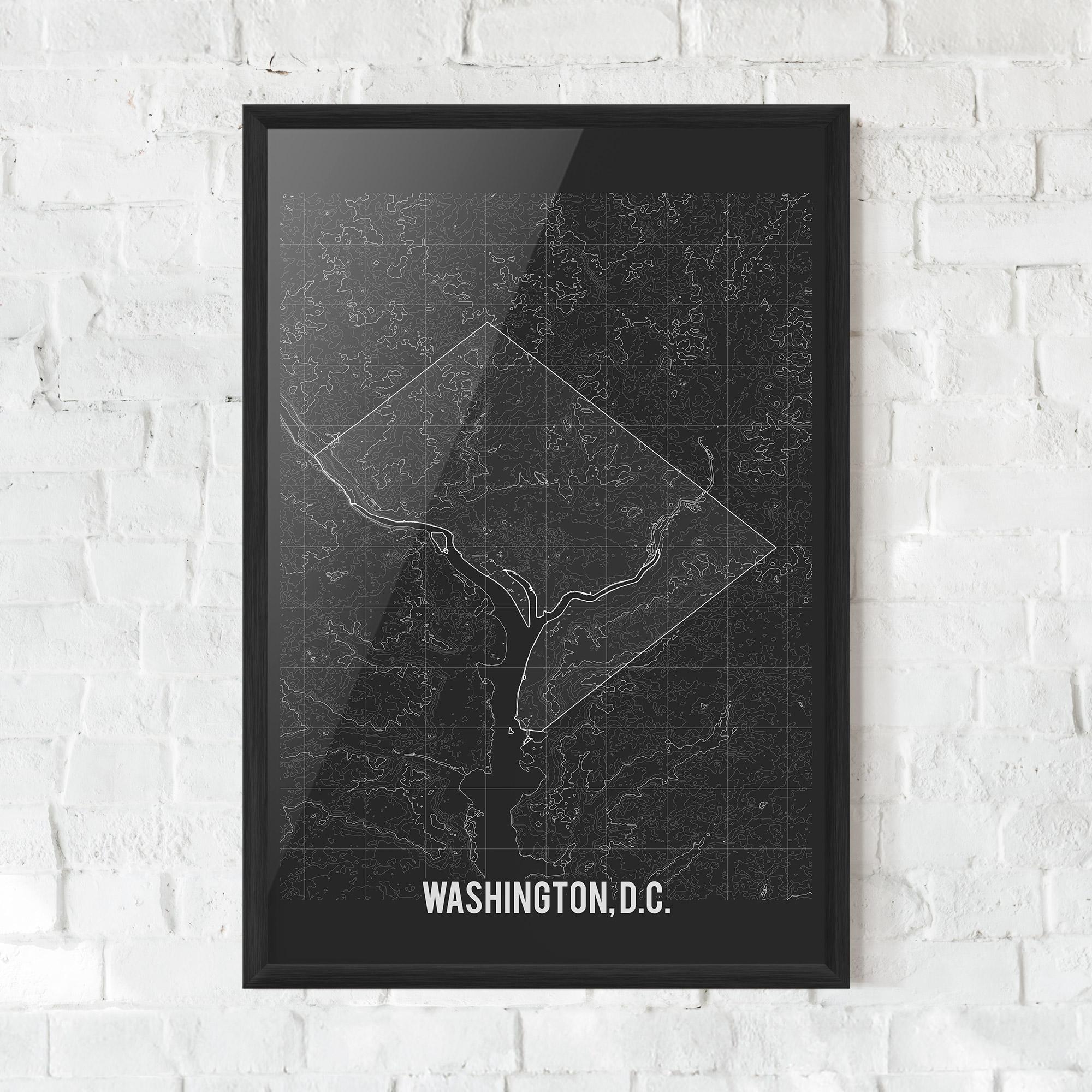 Poster Înrămat Washington Grey Map mockup 0