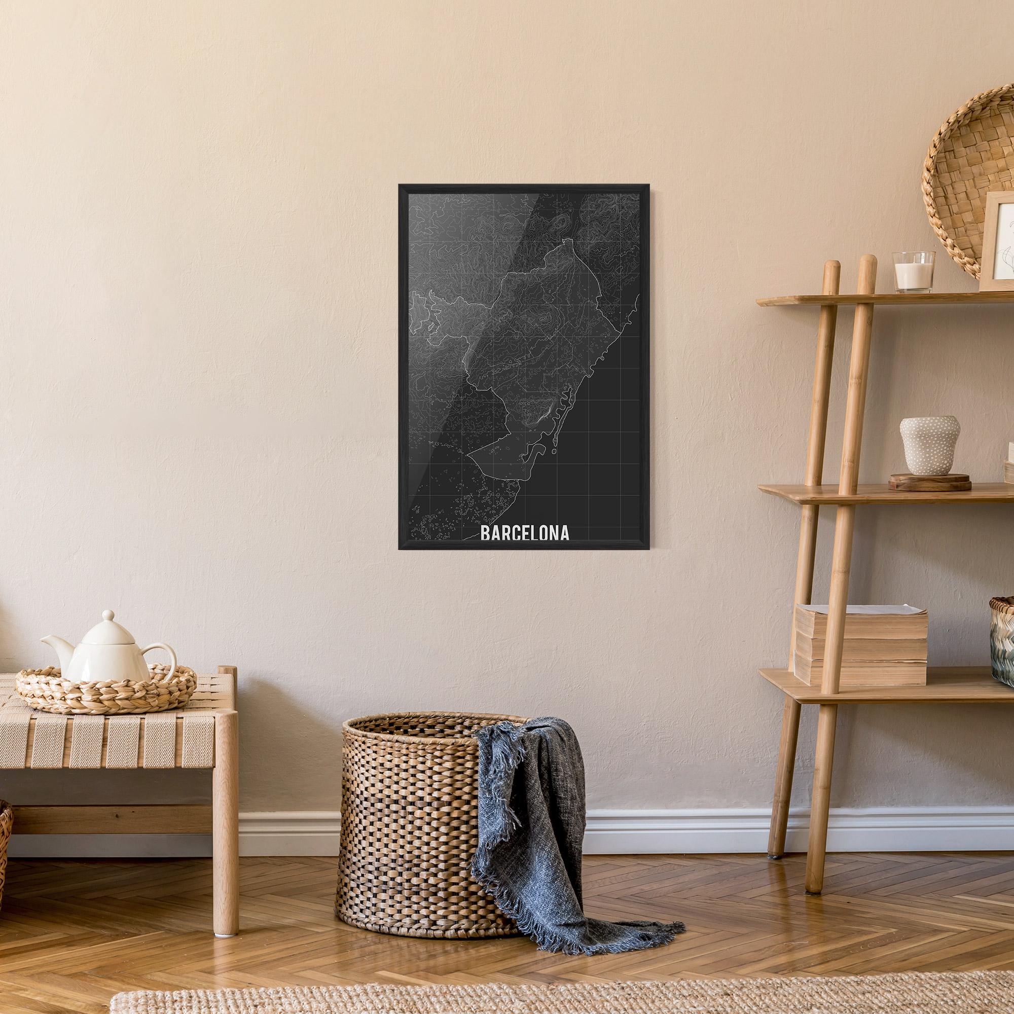Poster Înrămat Barcelona Grey Map mockup 9