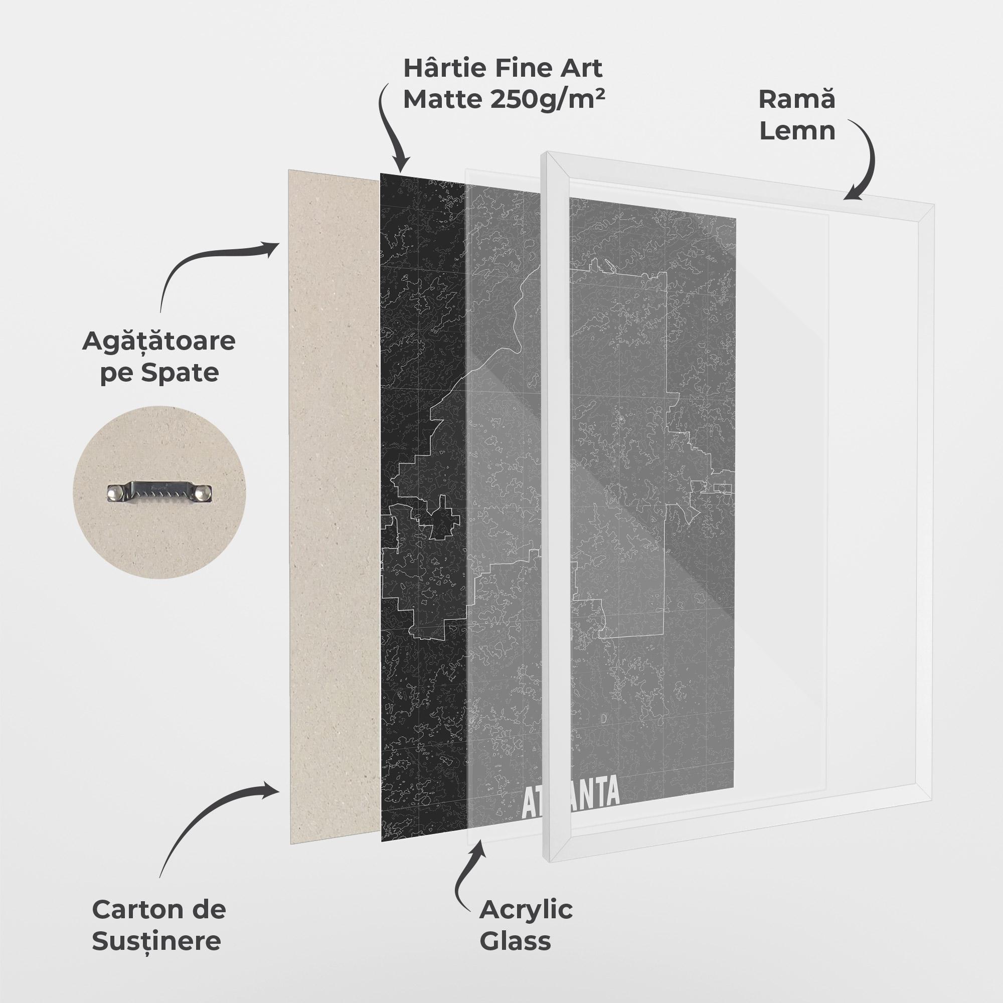 Poster Înrămat Atlana Grey Map mockup 1