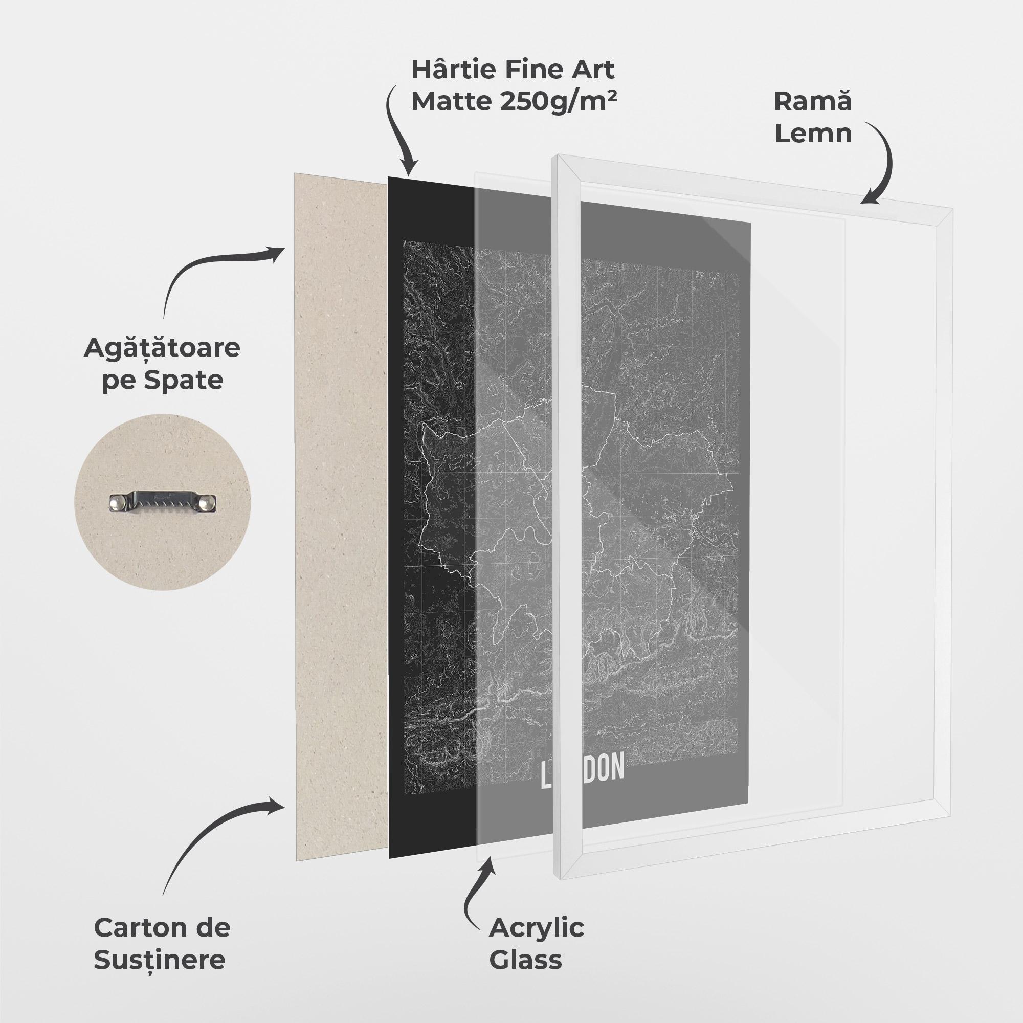 Poster Înrămat London Grey Map mockup 1