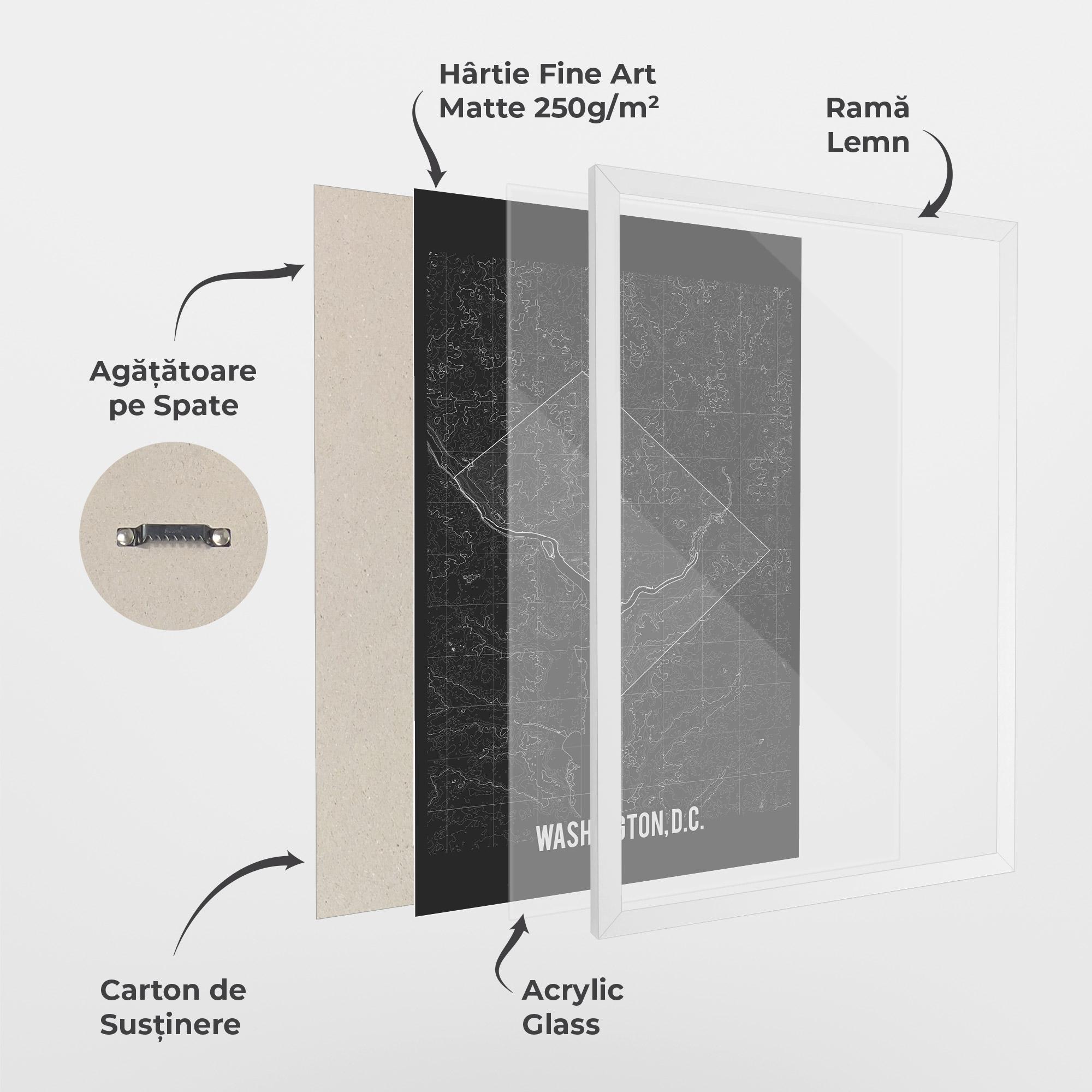 Poster Înrămat Washington Grey Map mockup 1