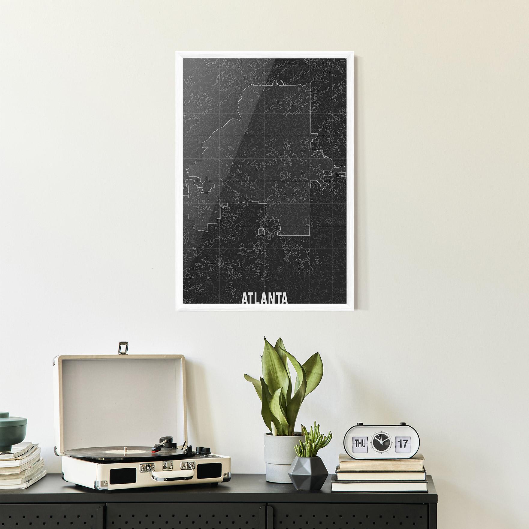 Poster Înrămat Atlana Grey Map mockup 2
