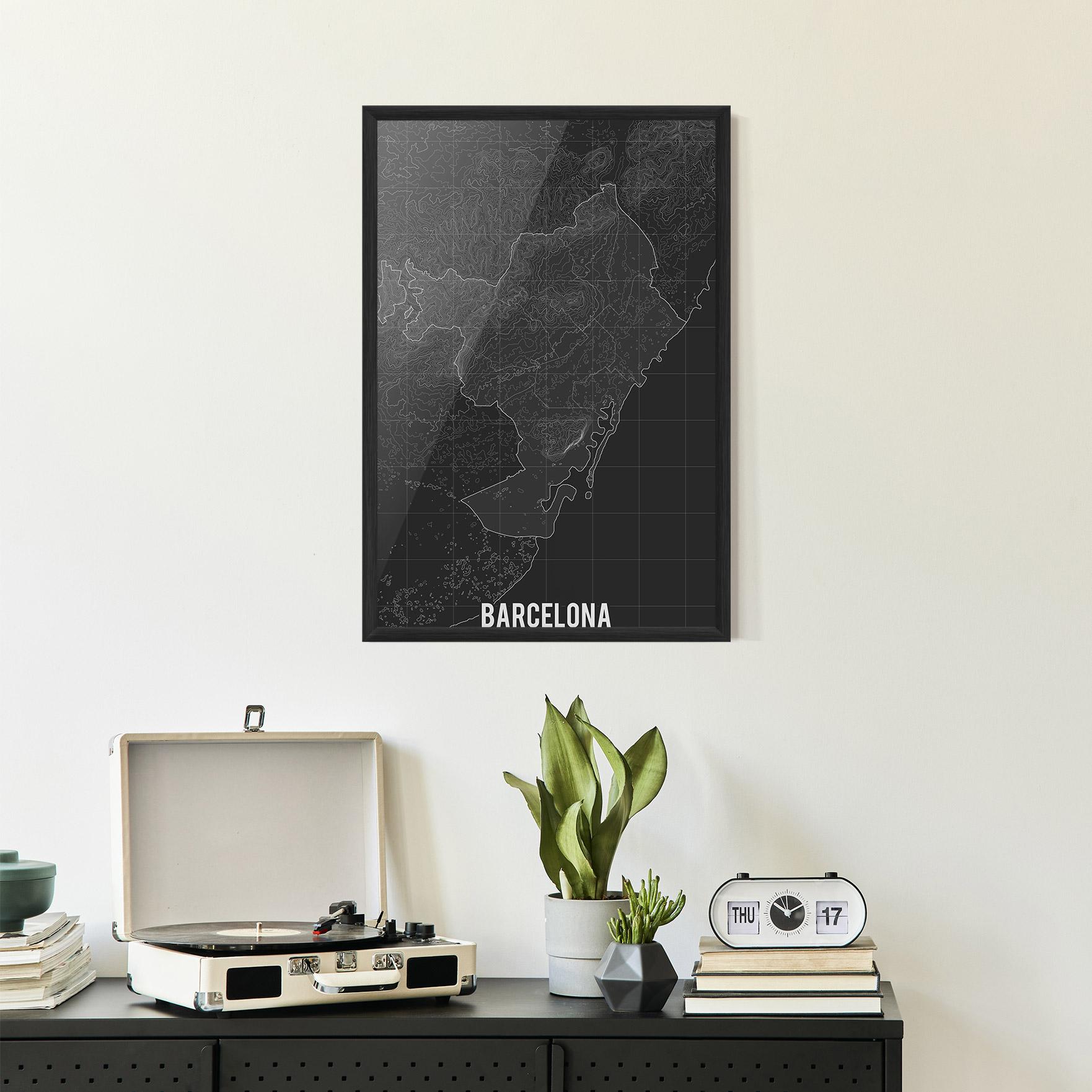 Poster Înrămat Barcelona Grey Map mockup 2